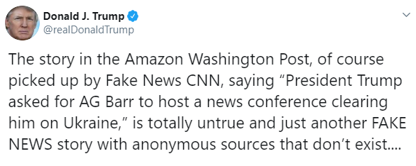 Трамп просил генпрокурора признать разговор с Зеленским законным, - WP