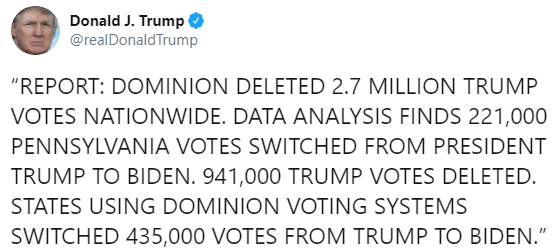 Трамп заявив, що у нього "вкрали" майже 3 млн голосів виборців