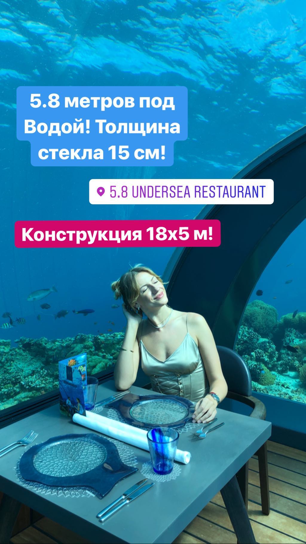 Богиня подводного царства: Леся Никитюк поужинала на шестиметровой глубине