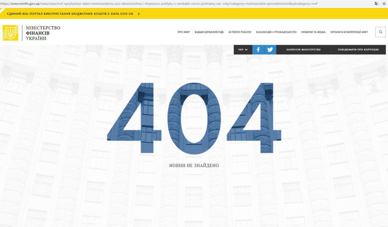 МВФ оприлюднив текст меморандуму з Україною