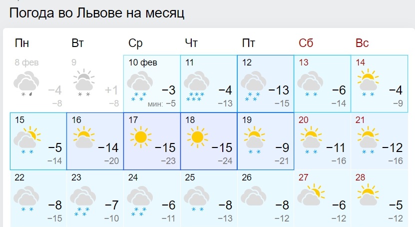 Люті морози до -28 і ні одного теплого дня: прогноз погоди до кінця лютого