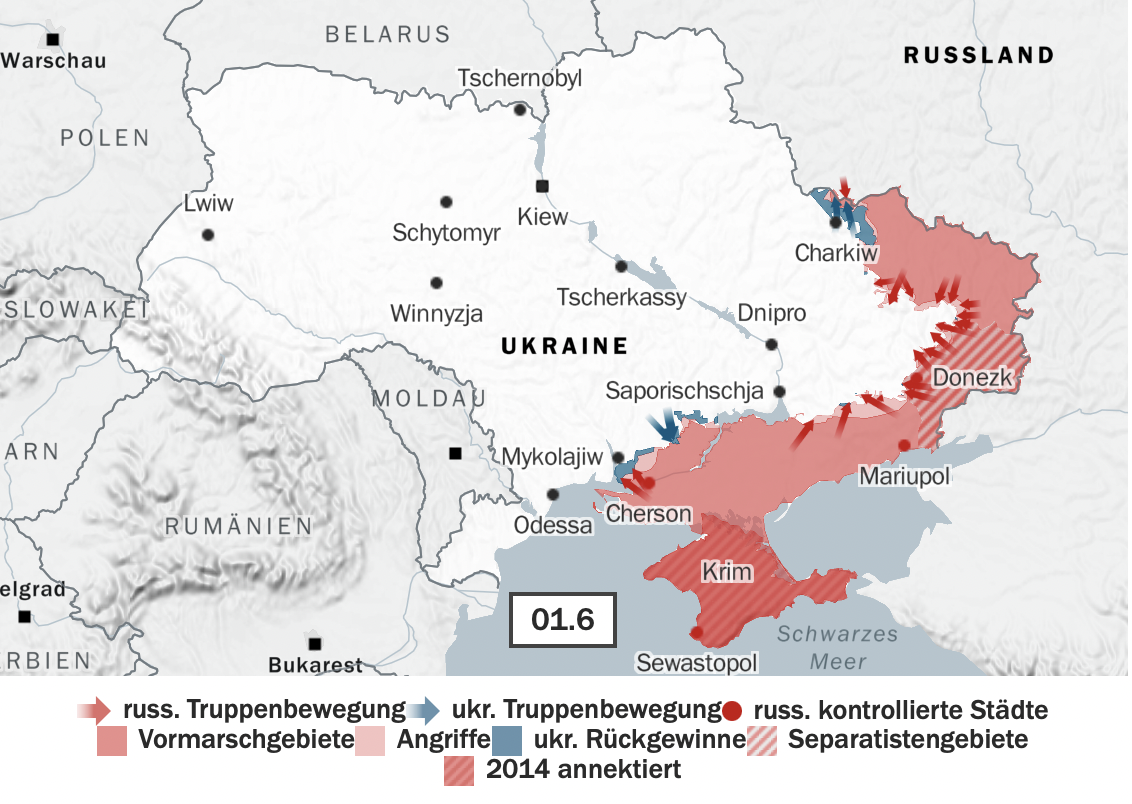 Опубликована свежая карта боевых действий в Украине на 1 июня: где самая сложная ситуация