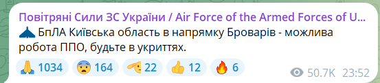 В Киеве объявили воздушную тревогу из-за 