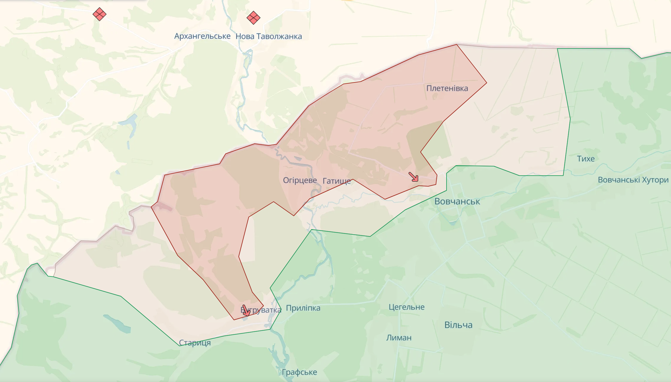 Росіяни просунулися біля Вовчанська і Калинівки (карти DeepState)