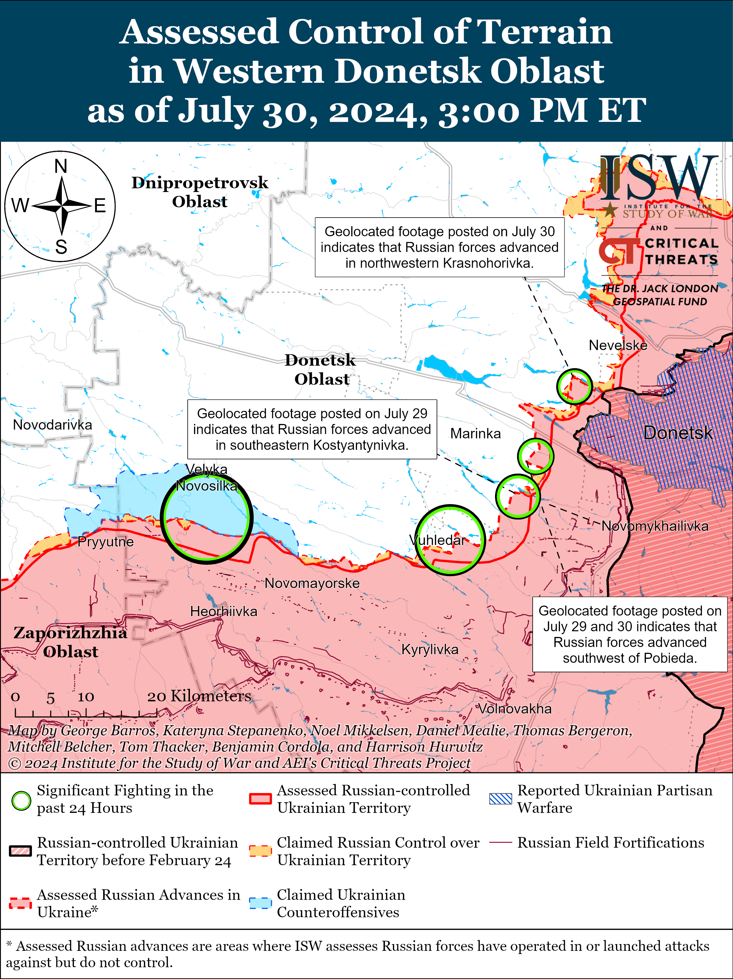 Ворог просунувся на захід від Донецька, а також у районі Часового Яру та Роботино: карти ISW