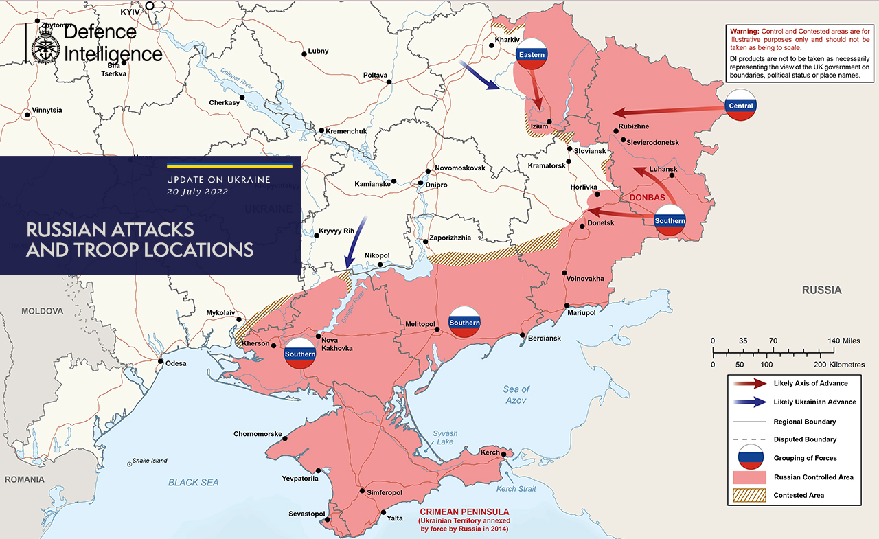 Карта боевых действий в Украине: британская разведка показала обновленные данные