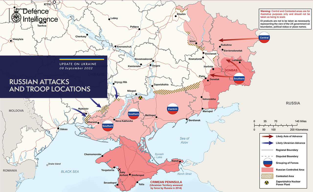 Карта боевых действий в Украине: актуальные данные от британской разведки