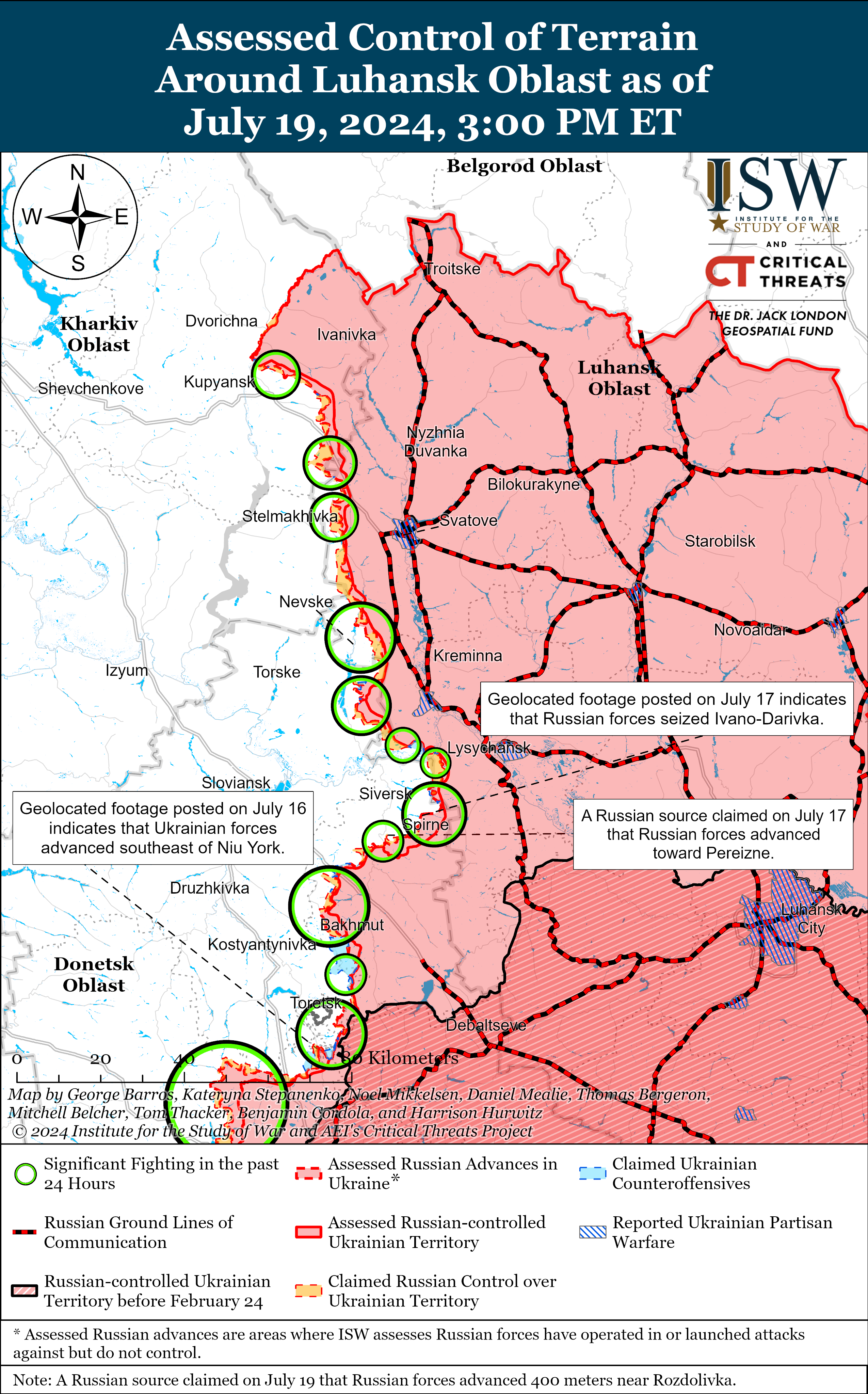 Оккупанты продвинулись возле Северска, Торецка и Авдеевки: карты ISW