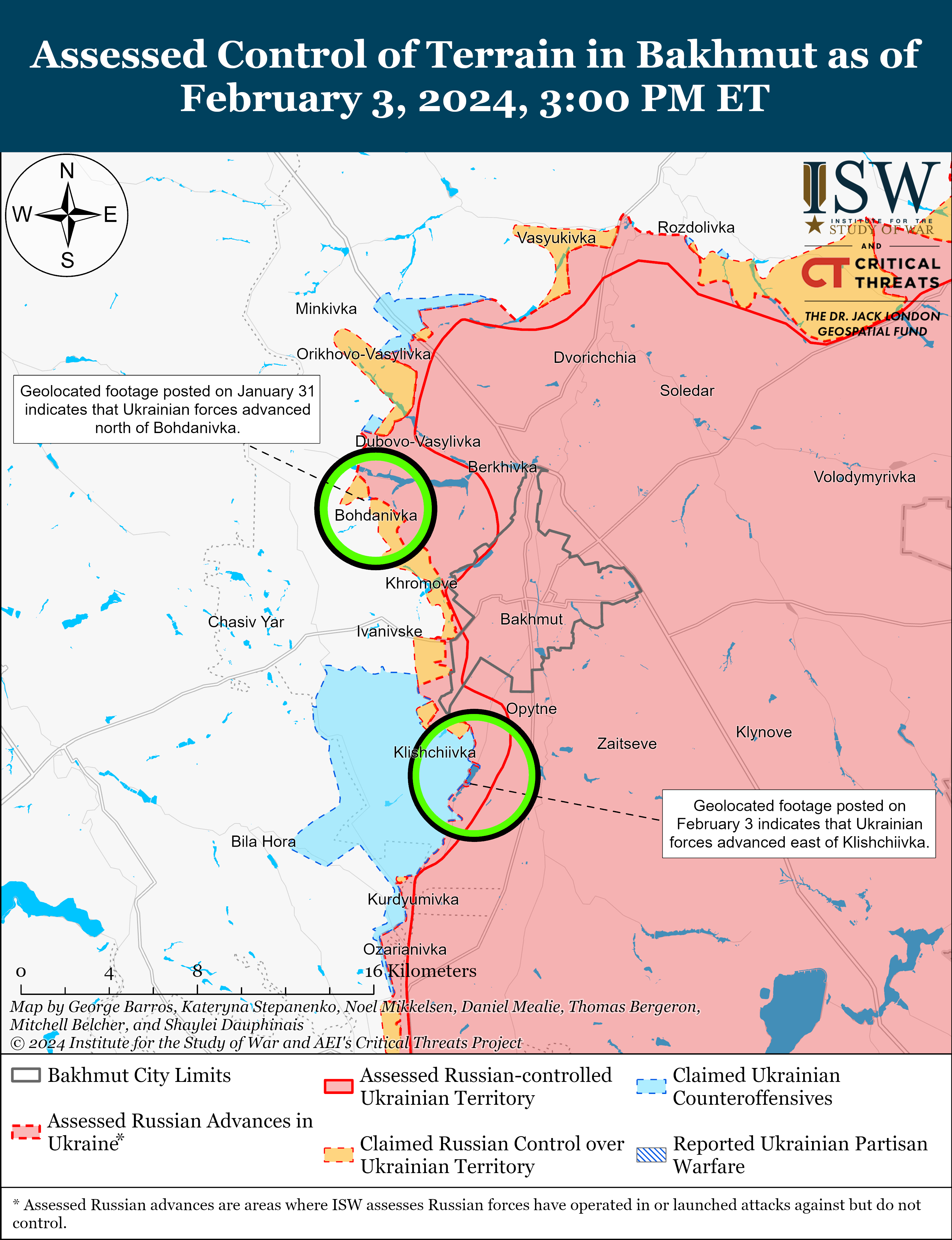Бойцы ВСУ продвинулись возле Бахмута: карты ISW