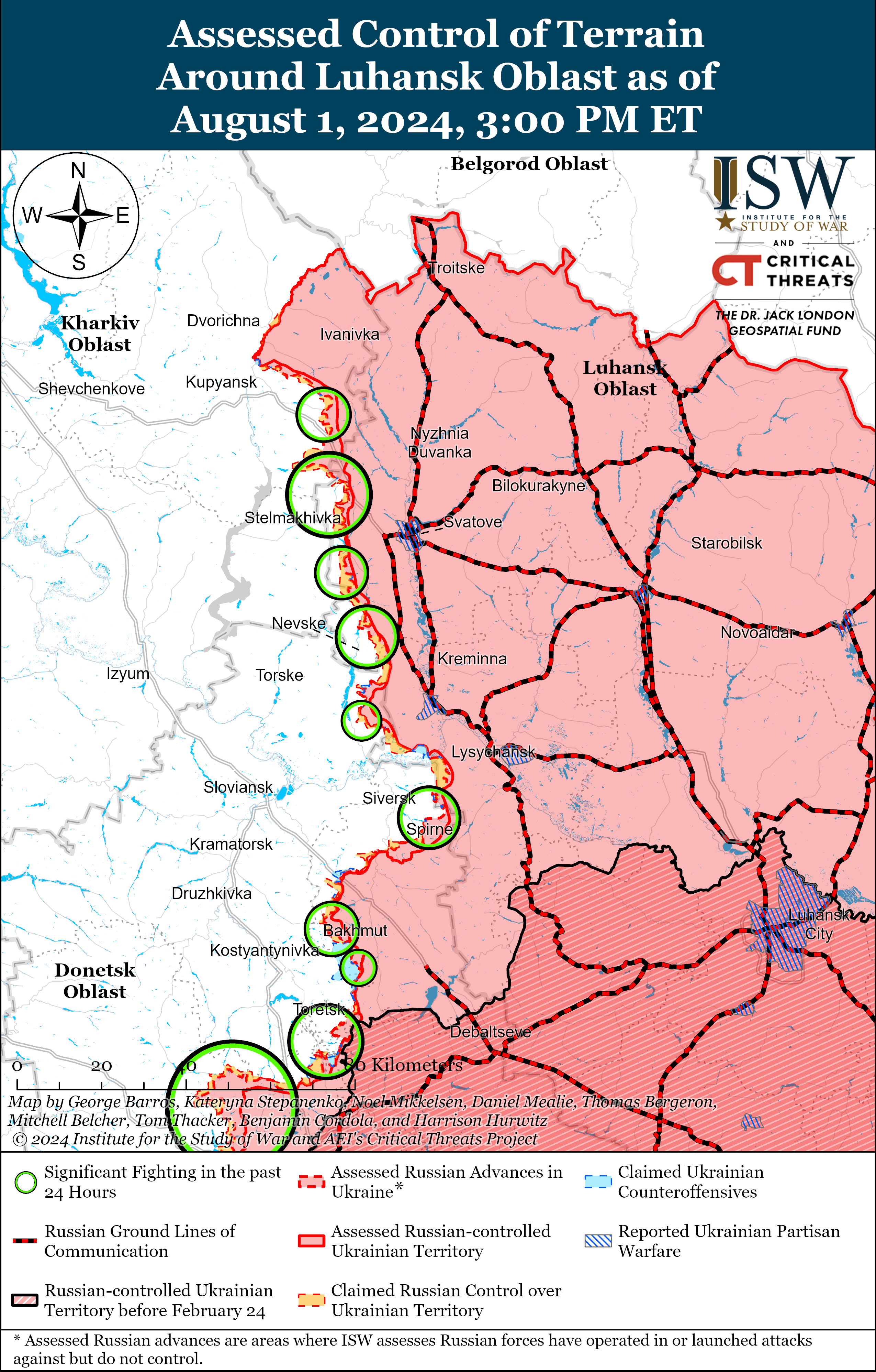 Окупанти просунулися поблизу Сватового, Часового Яру і коло Донецька: карти ISW