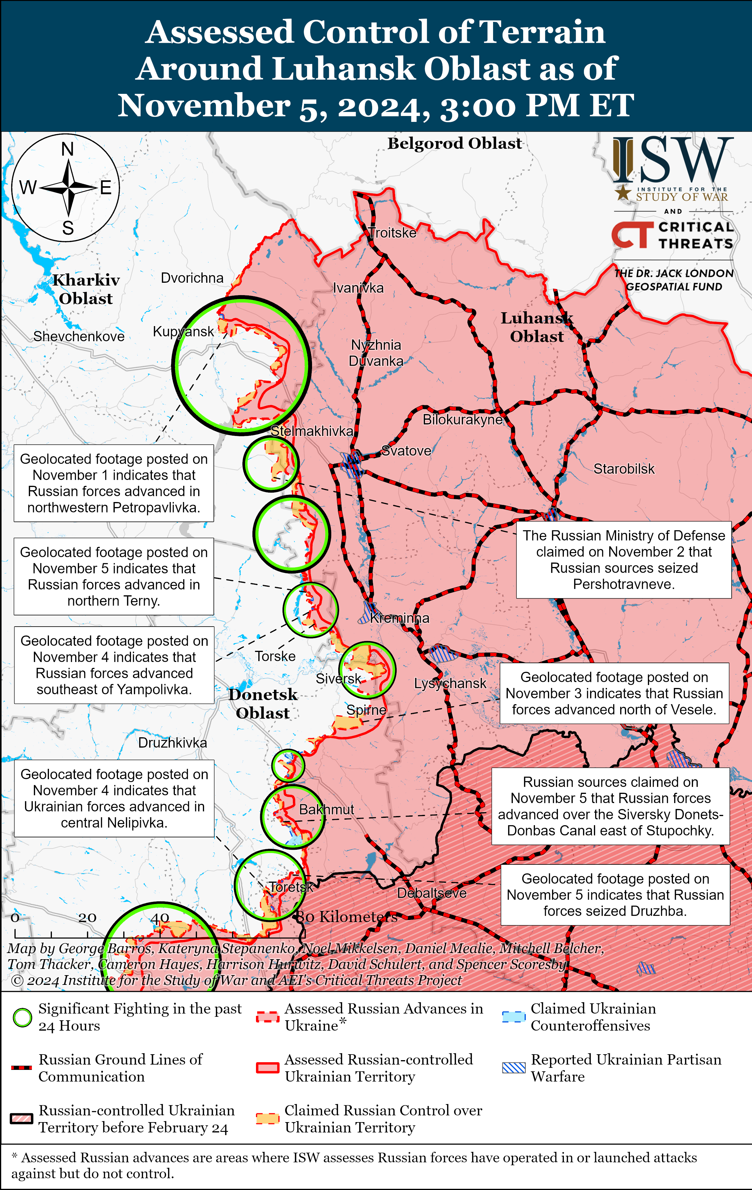 ВСУ восстановили позиции возле Часового Яра, оккупанты продвинулись в 7 районах: карты ISW