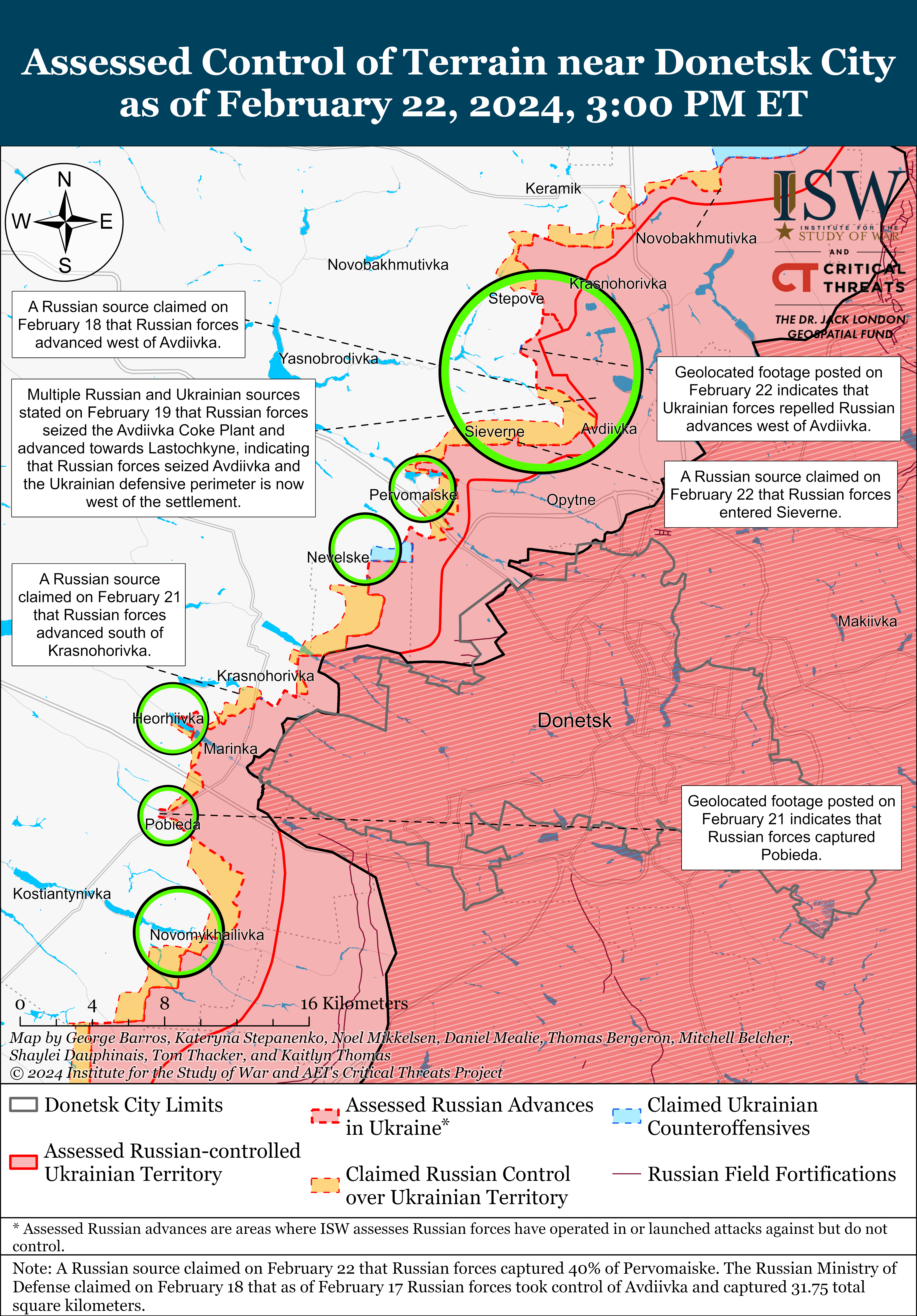 Силы обороны сдерживают россиян под Авдеевкой, враг давит возле Работино: карты ISW