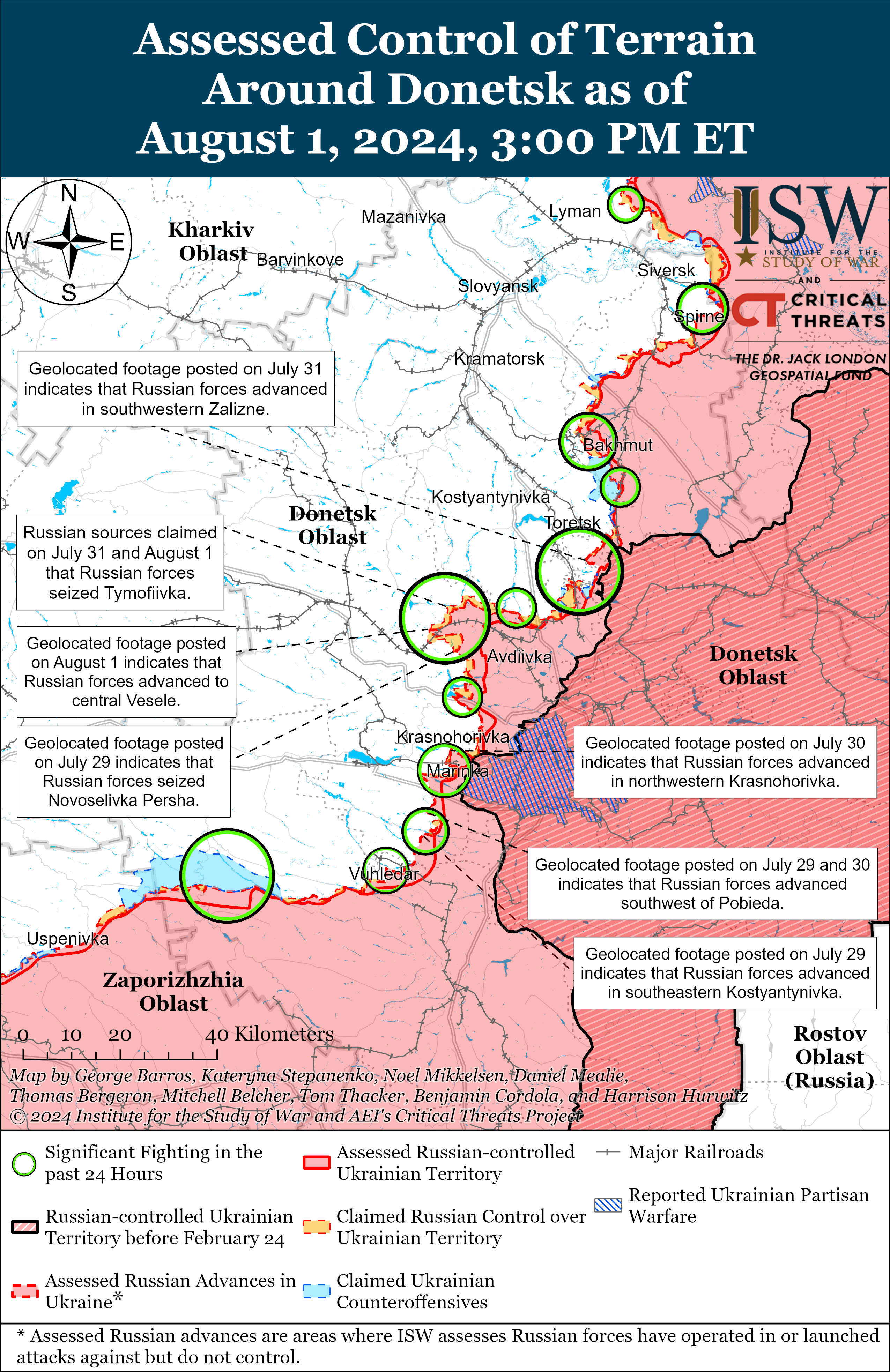 Окупанти просунулися поблизу Сватового, Часового Яру і коло Донецька: карти ISW