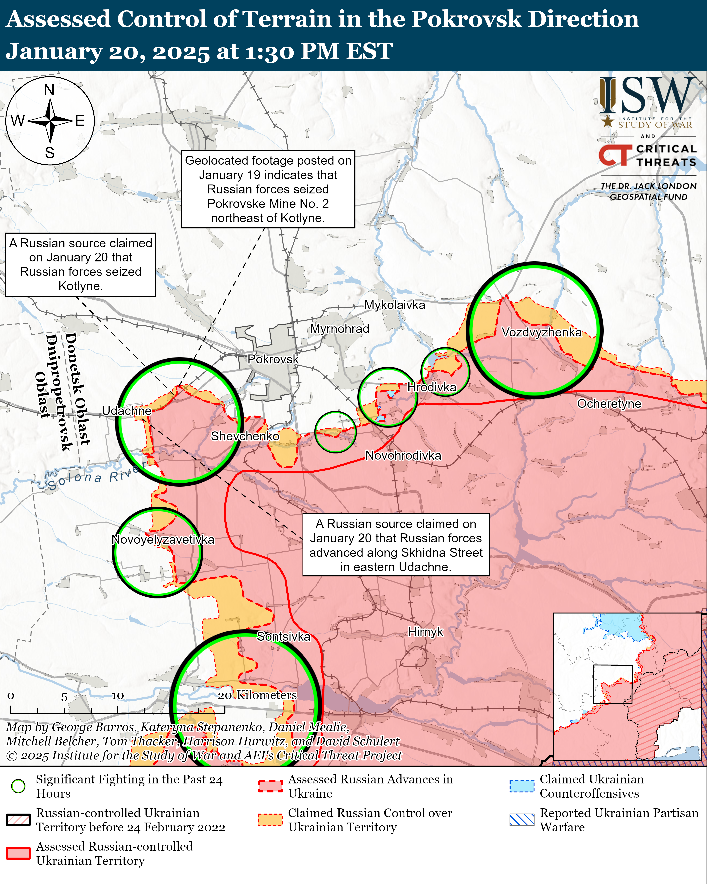 Оккупанты продвинулись на трех направлениях в Донецкой области: карты ISW