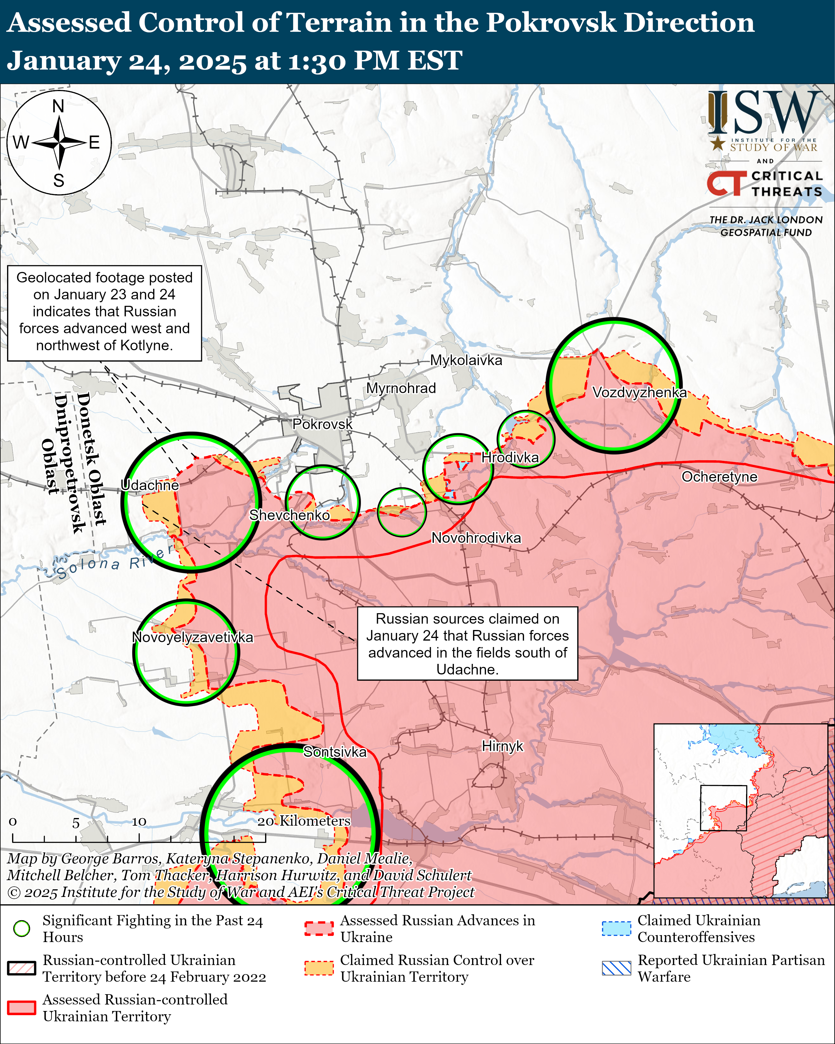 ВСУ имели успех под Торецком, враг продвинулся на 6 направлениях: карты ISW