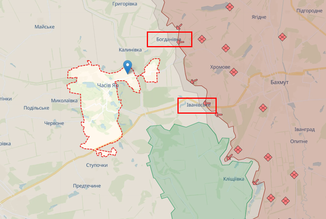 Россияне хотят захватить Часов Яр, в Ивановском и Богдановке идут бои, - ВСУ
