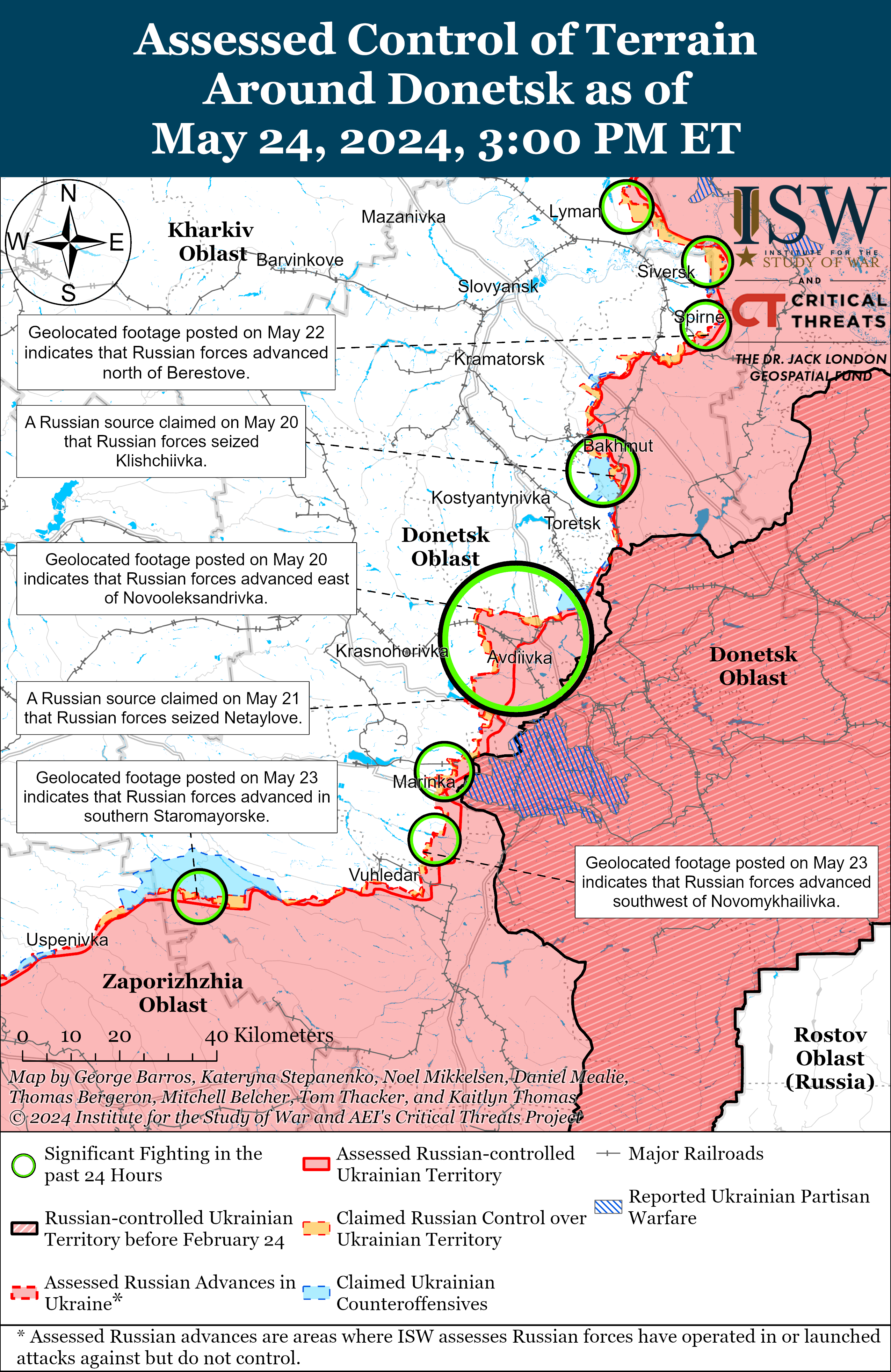 ЗСУ стримують ворога на Харківському напрямку, росіяни тиснуть на Донбасі: карти ISW