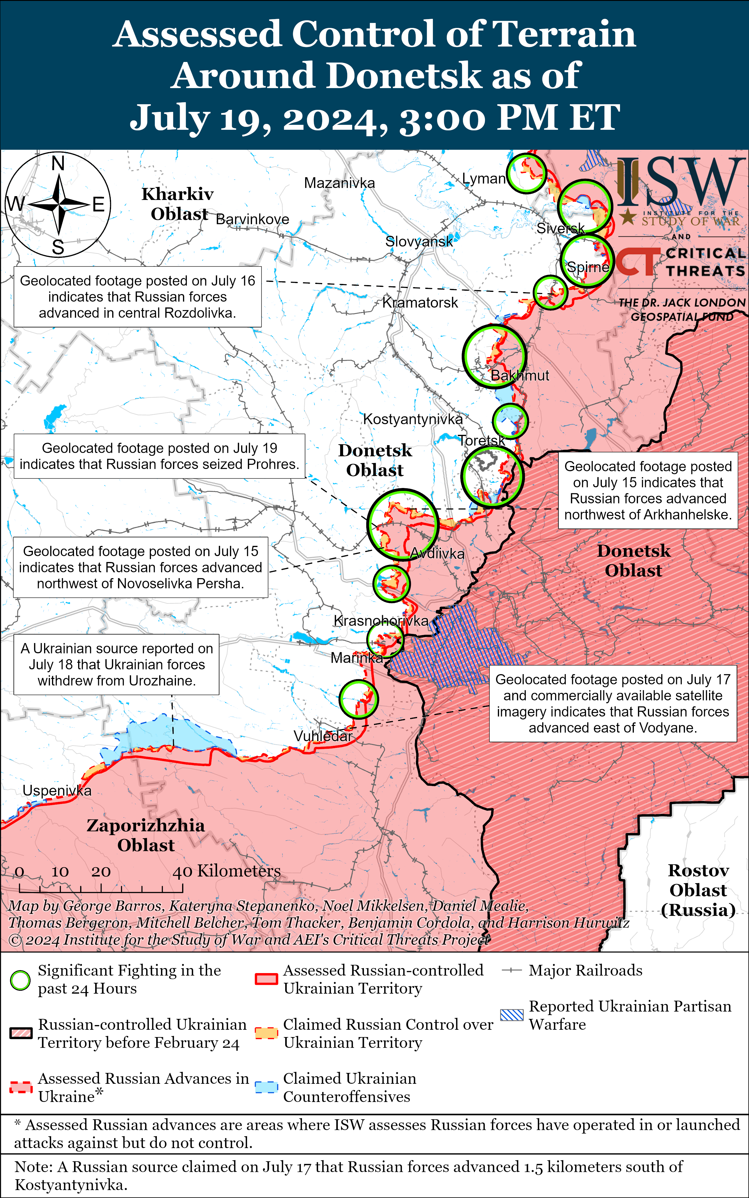 Оккупанты продвинулись возле Северска, Торецка и Авдеевки: карты ISW