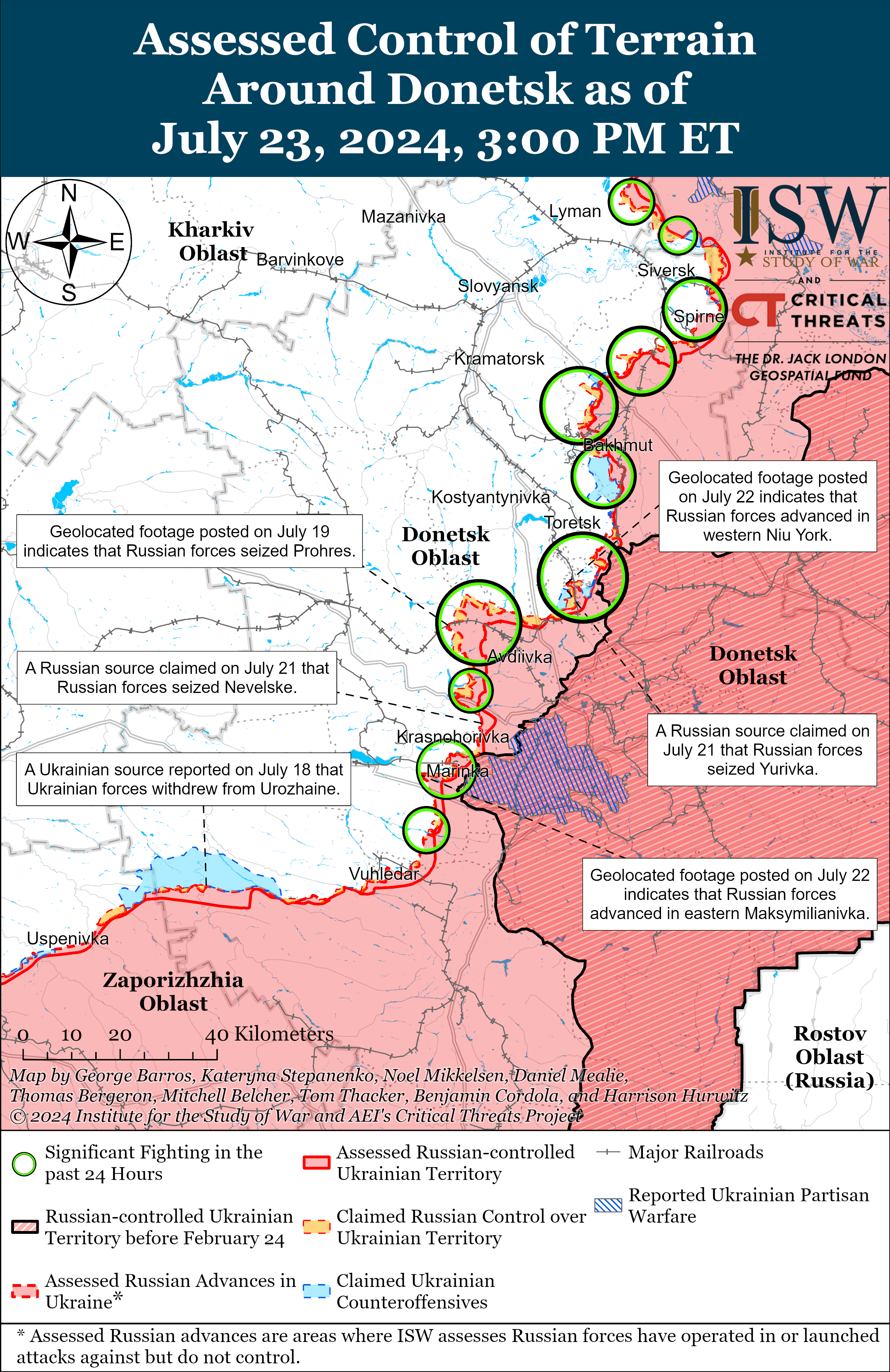 Оккупанты продвинулись в Донецкой области на нескольких направлениях: карты ISW