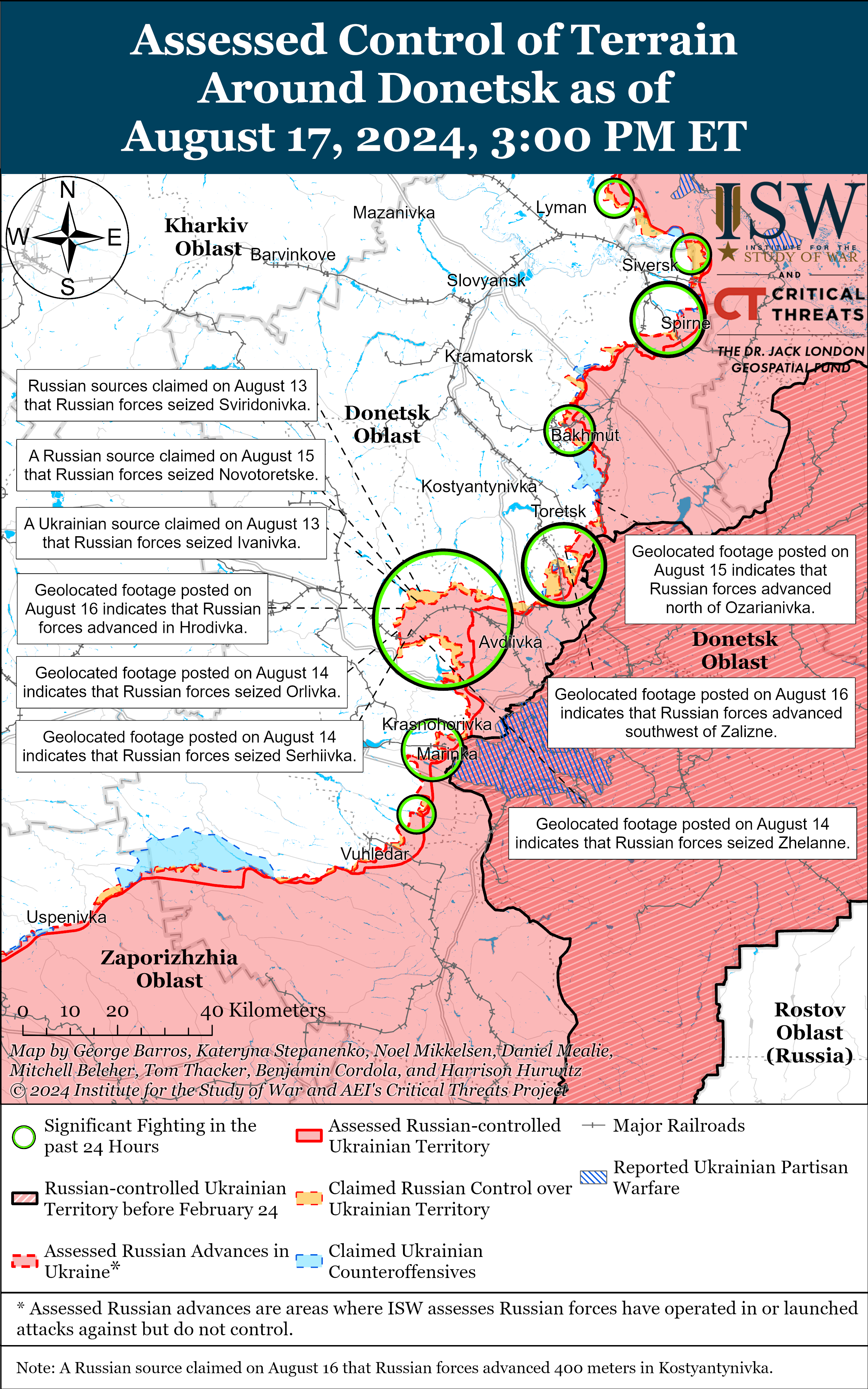 ЗСУ просунулися у Часовому Ярі й відбили ворожі механізовані штурми: карти ISW