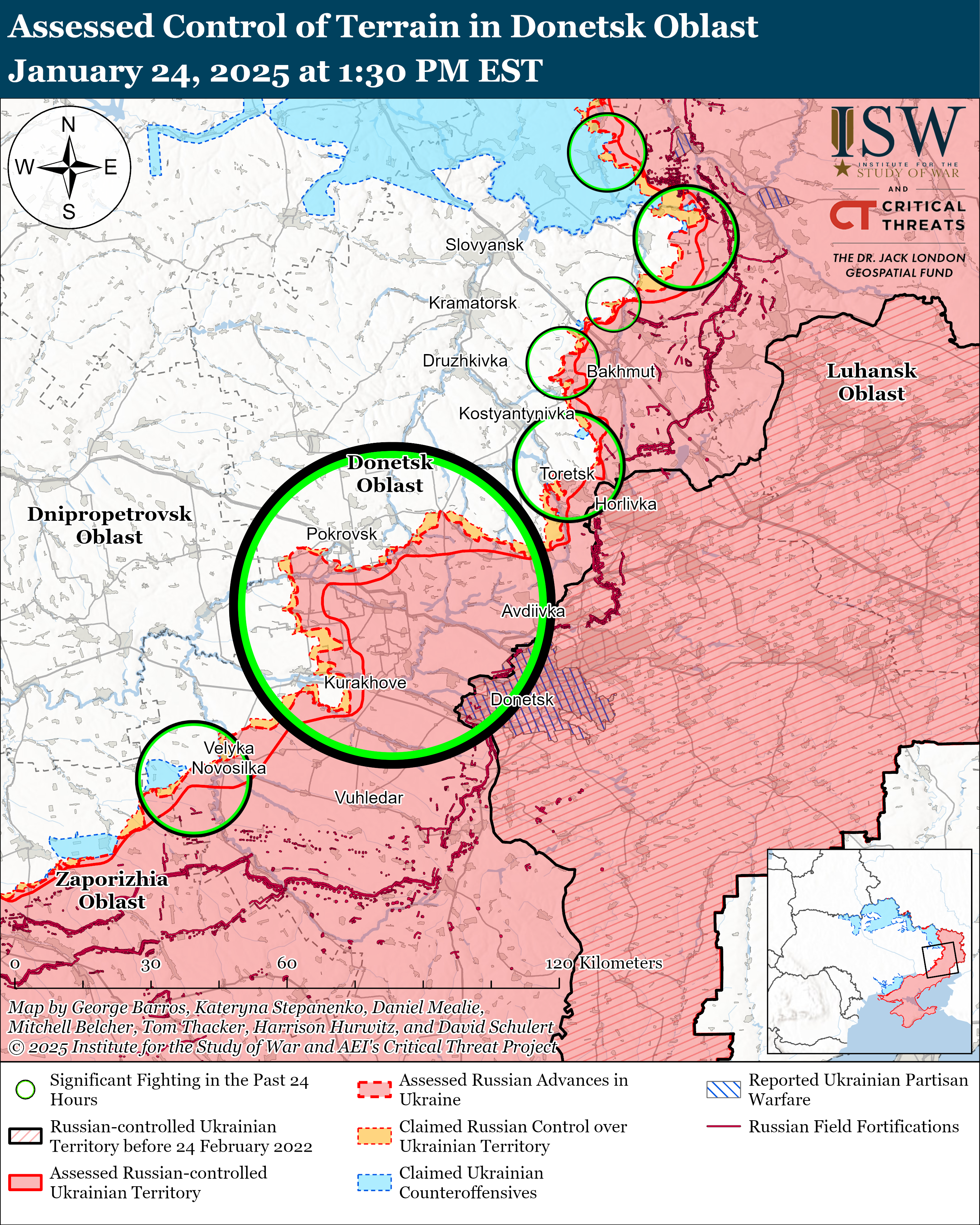 ВСУ имели успех под Торецком, враг продвинулся на 6 направлениях: карты ISW