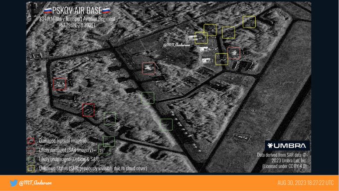Атака аэродрома под Псковом: появились спутниковые снимки уничтоженных самолетов Ил-76