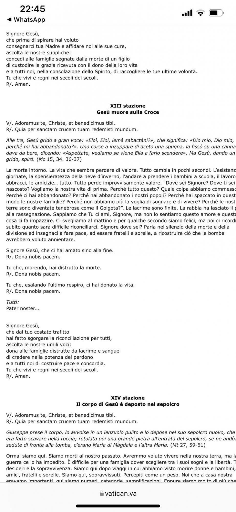 Ватикан після прохань України змінив текст роздумів на Хресній ході в Римі