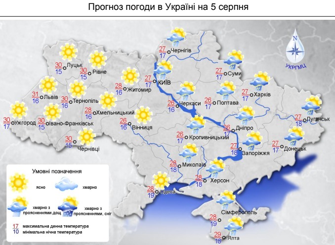 Жара на западе и дожди на Левобережье: какой будет погода завтра