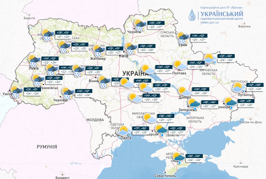 Спека спаде. Синоптики розповіли, де завтра чекати грози та навіть шквали