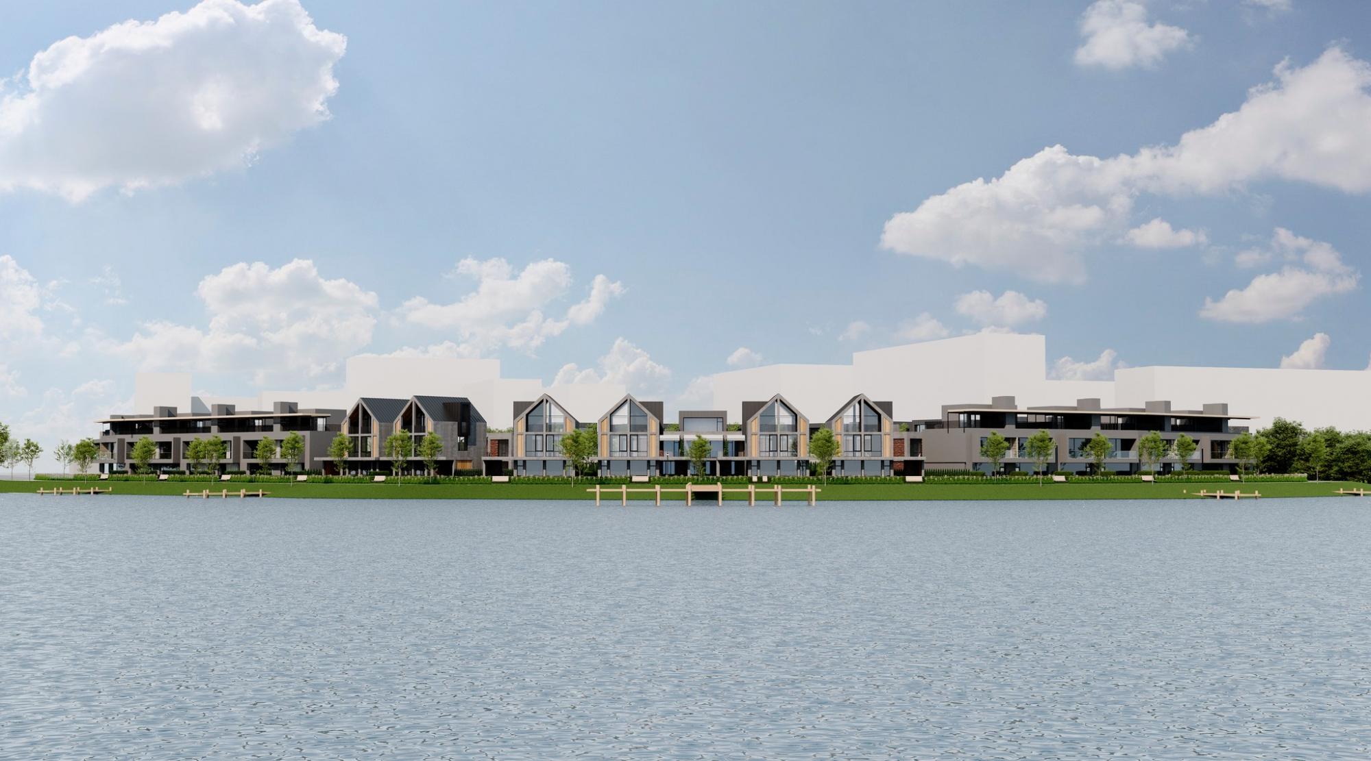 На полуострове в Днепре построят элитный ЖК. Уже есть первые фото