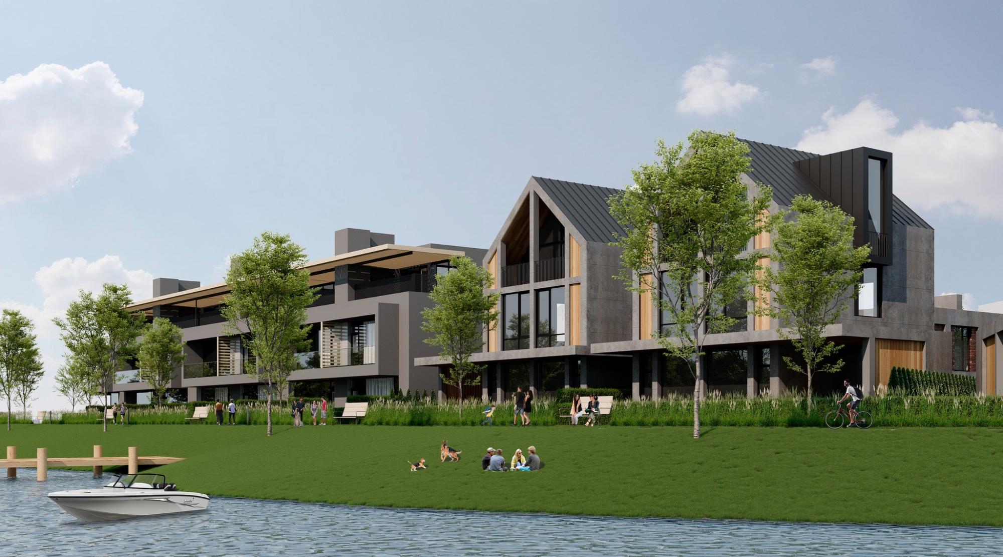 На полуострове в Днепре построят элитный ЖК. Уже есть первые фото