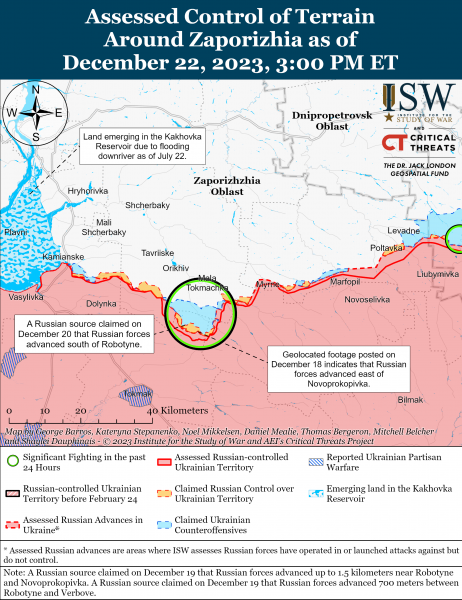 Украинские войска вели позиционные бои восточнее Клещиевки Донецкой области: карты ISW