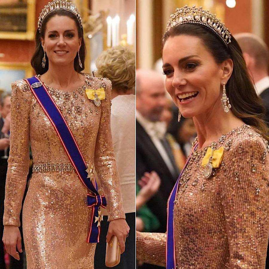 Кейт Миддлтон в блестящем платье очаровала тиарой принцессы Дианы