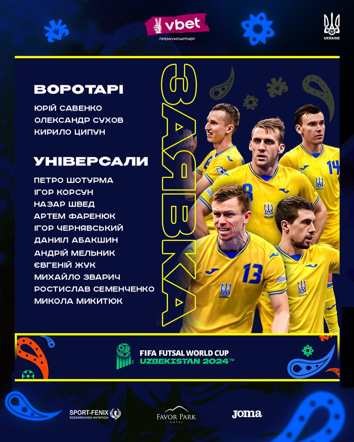 Футзальная сборная Украины объявила заявку на чемпионат мира: кто в обойме