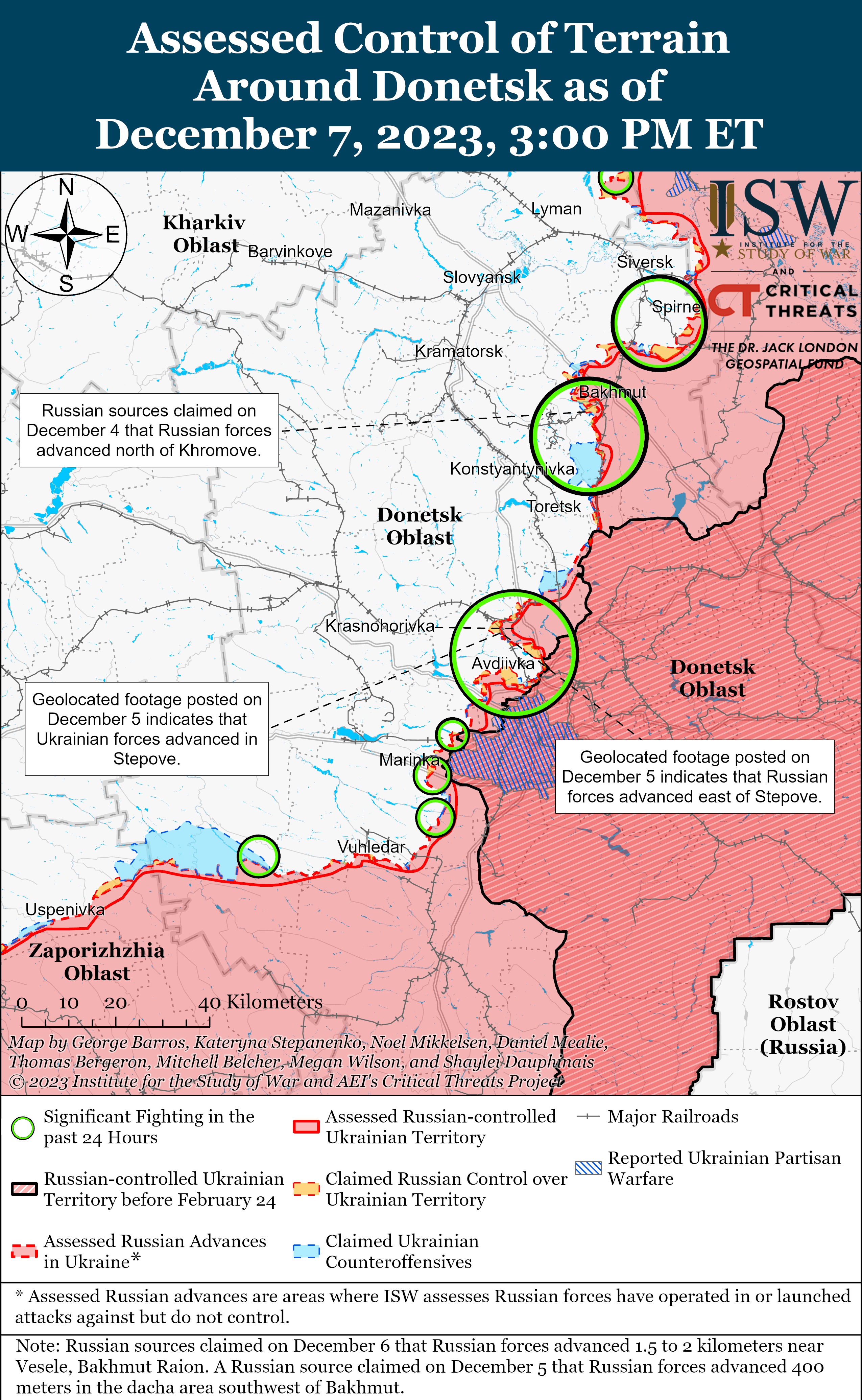 ВСУ наступают южнее Бахмута и на левом берегу Херсонской области: карты ISW