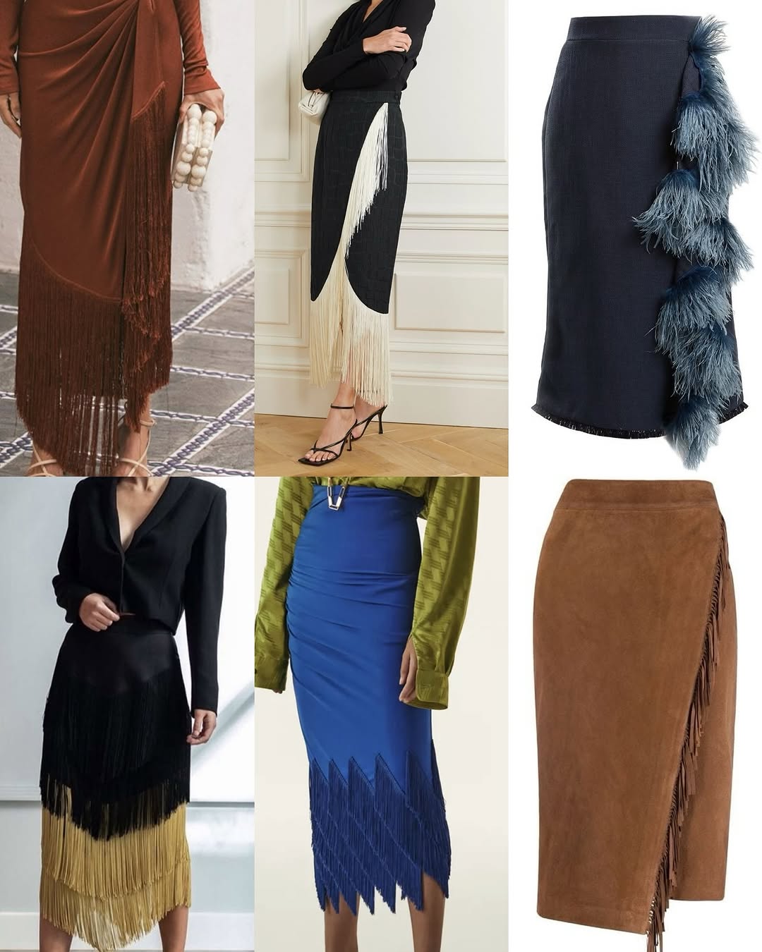 Длина макси, бахрома и кожа: стилистка рассказала о трендовых юбках 2025