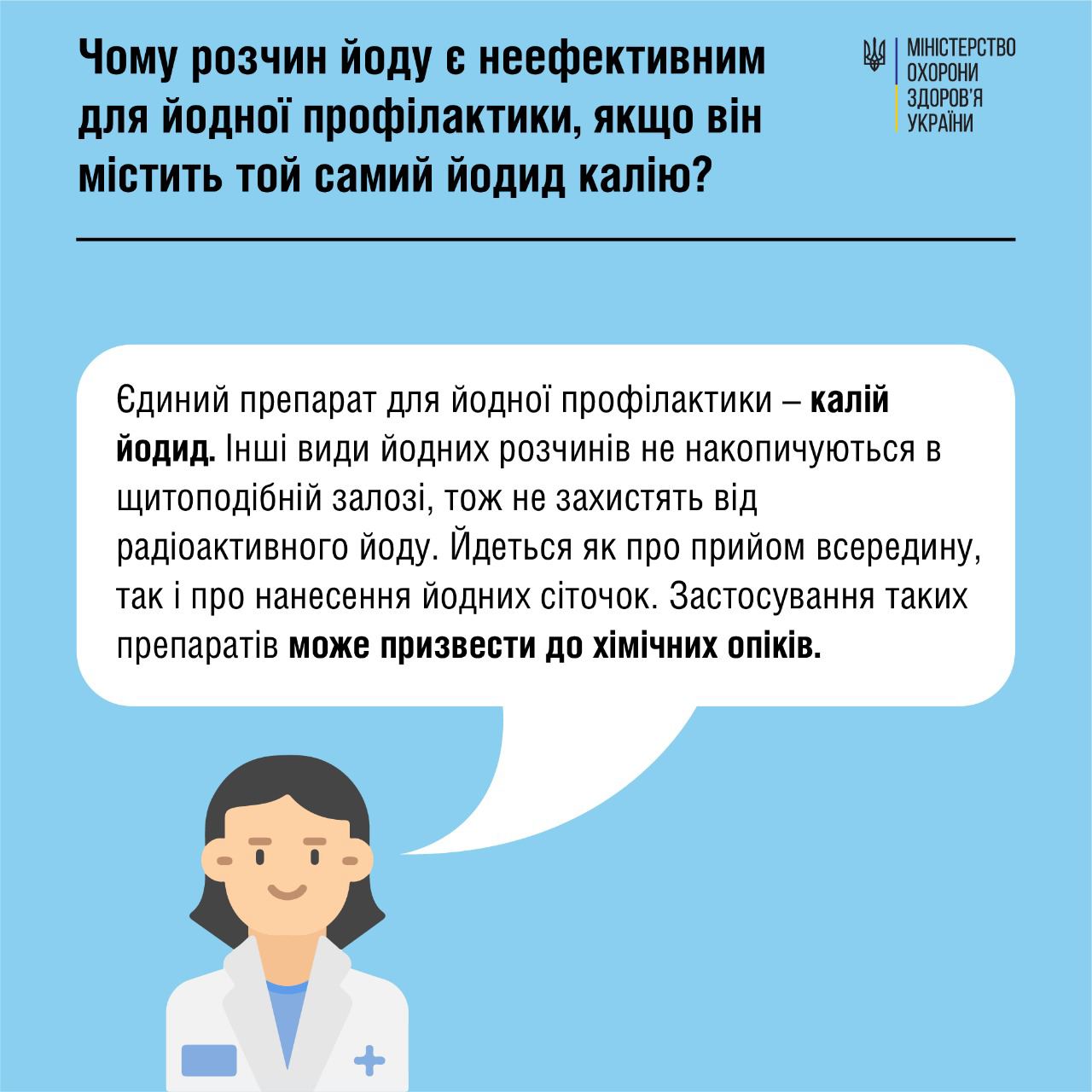 Йодна профілактика у разі радіаційної аварії: медики дали відповіді на важливі питання