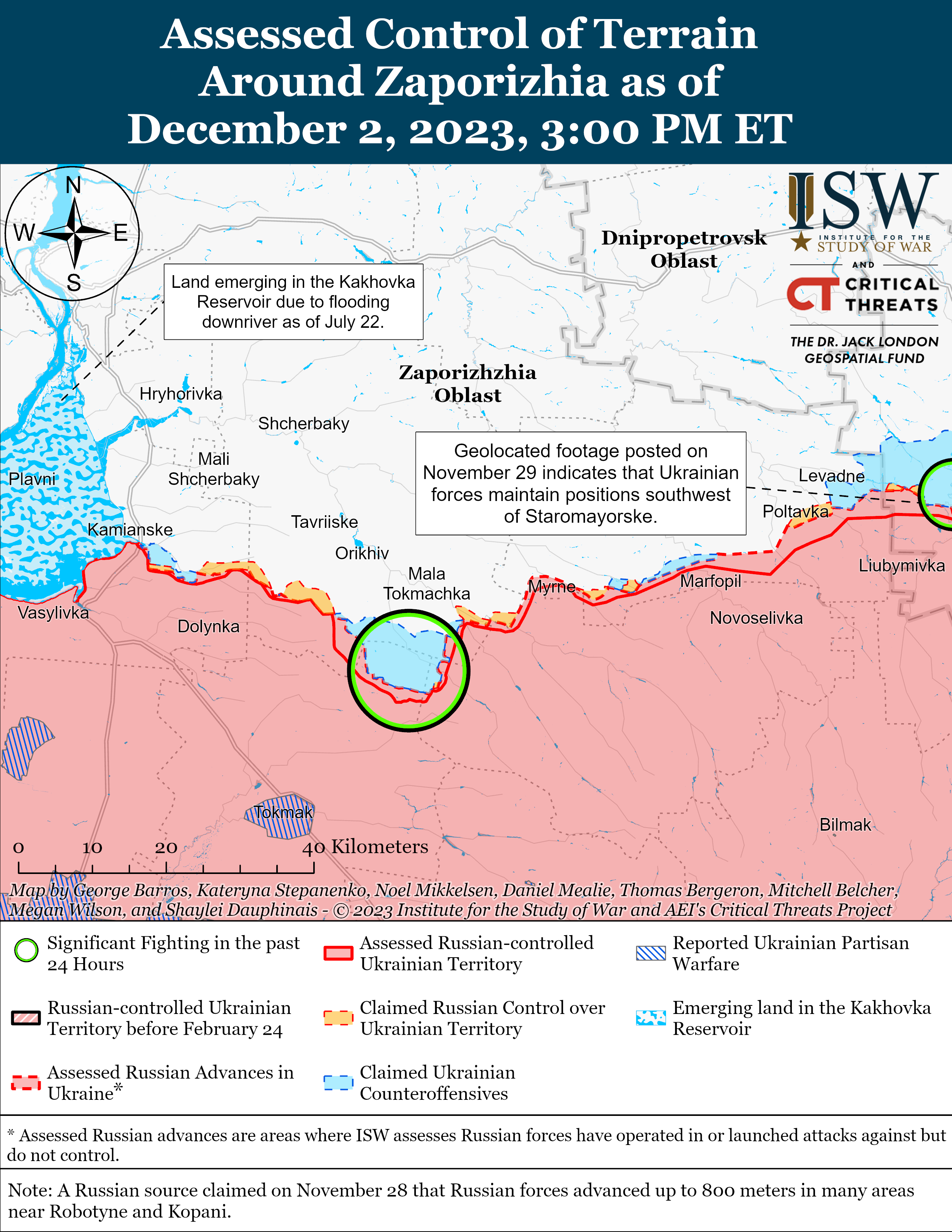 ВСУ продолжают операции на левом берегу Херсонской области: карты ISW
