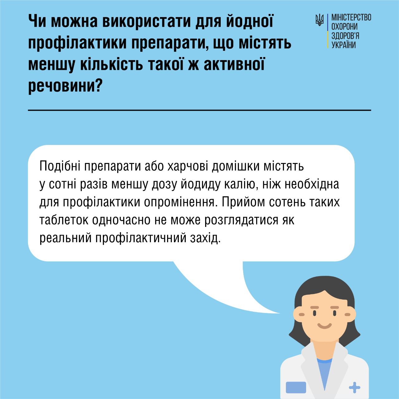 Йодна профілактика у разі радіаційної аварії: медики дали відповіді на важливі питання