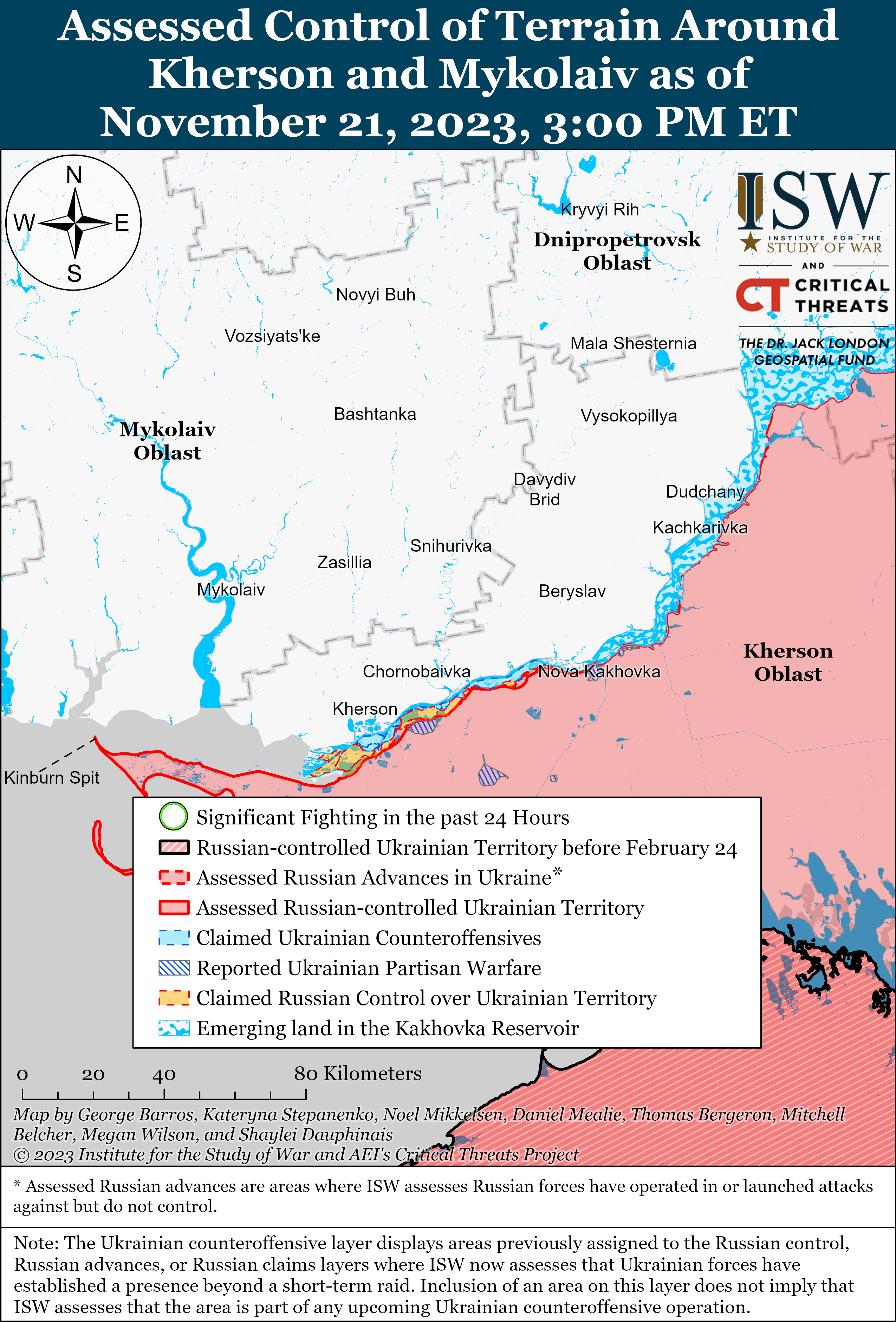 Українські війська просунулися на лівому березі на Херсонщині: карти ISW