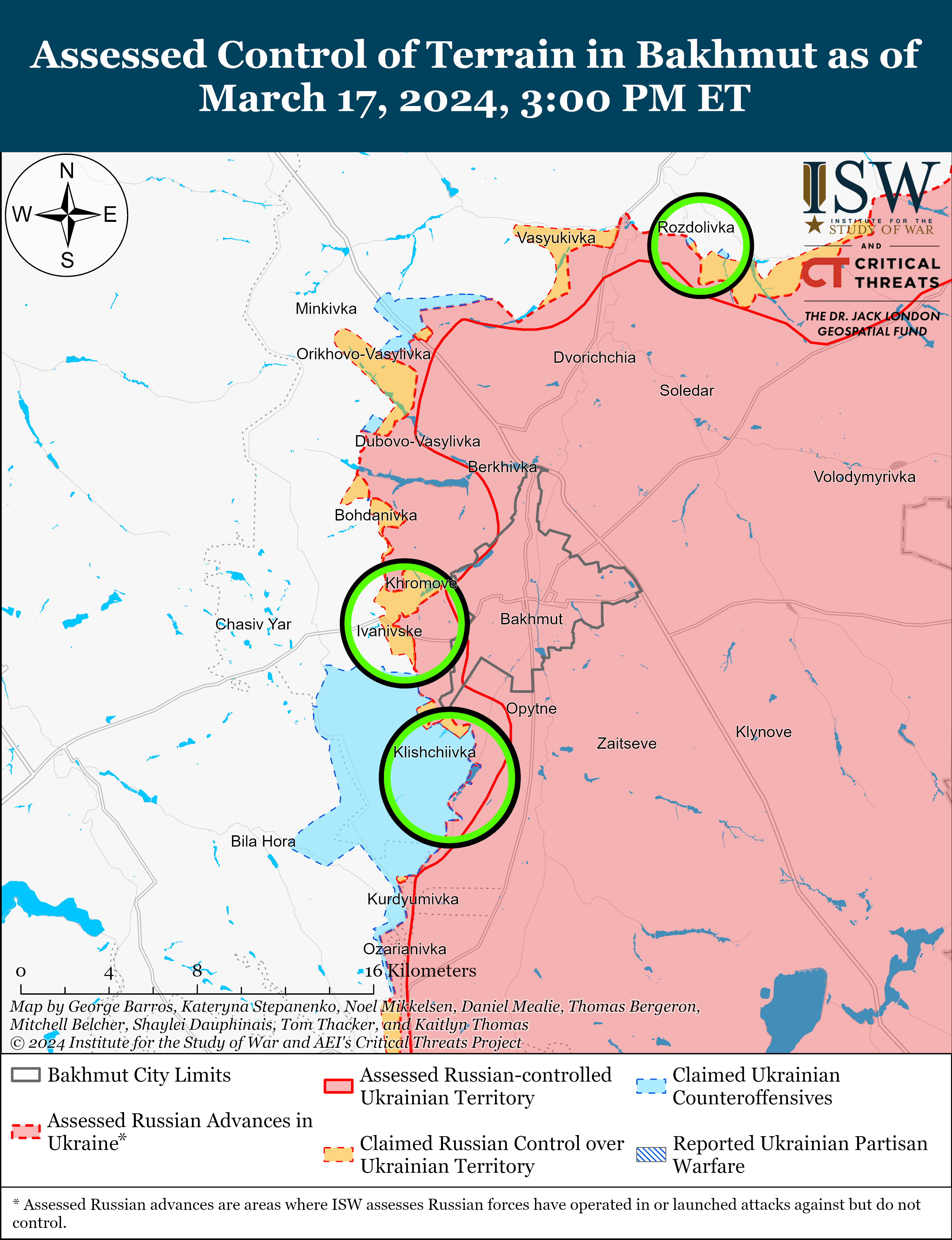 Российские войска давят вблизи Авдеевки и Донецка: карты ISW