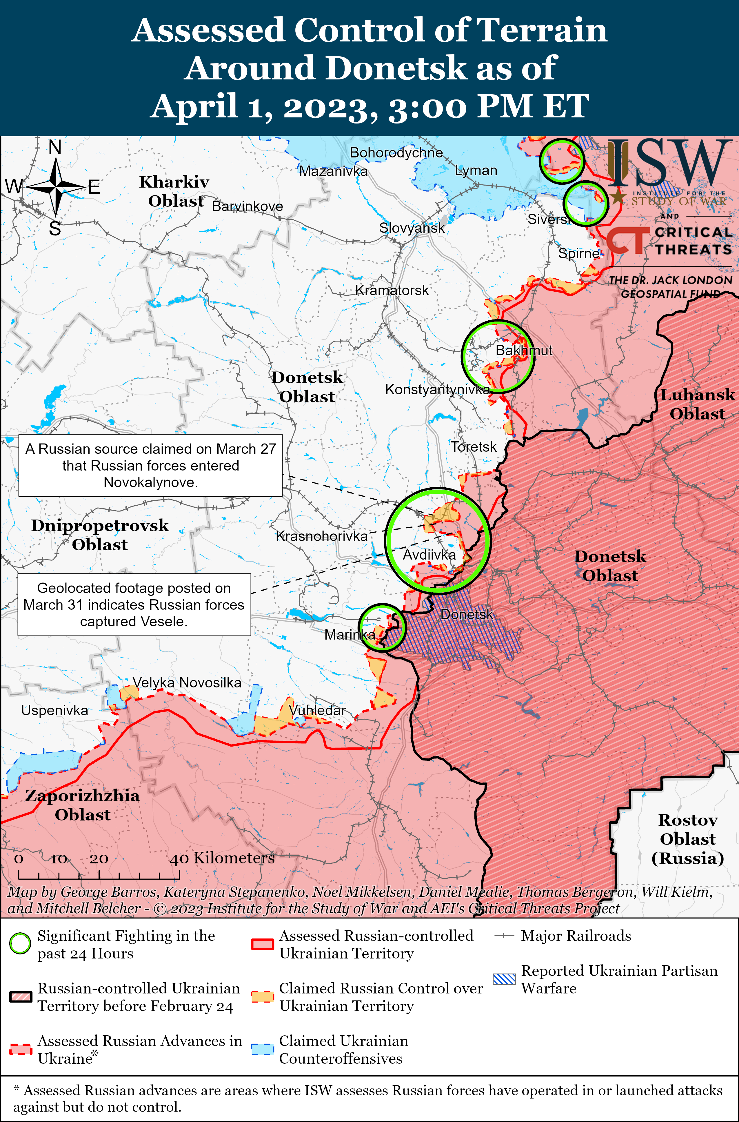 Темпы российских штурмов в районе Бахмута существенно снизились: карты боев ISW