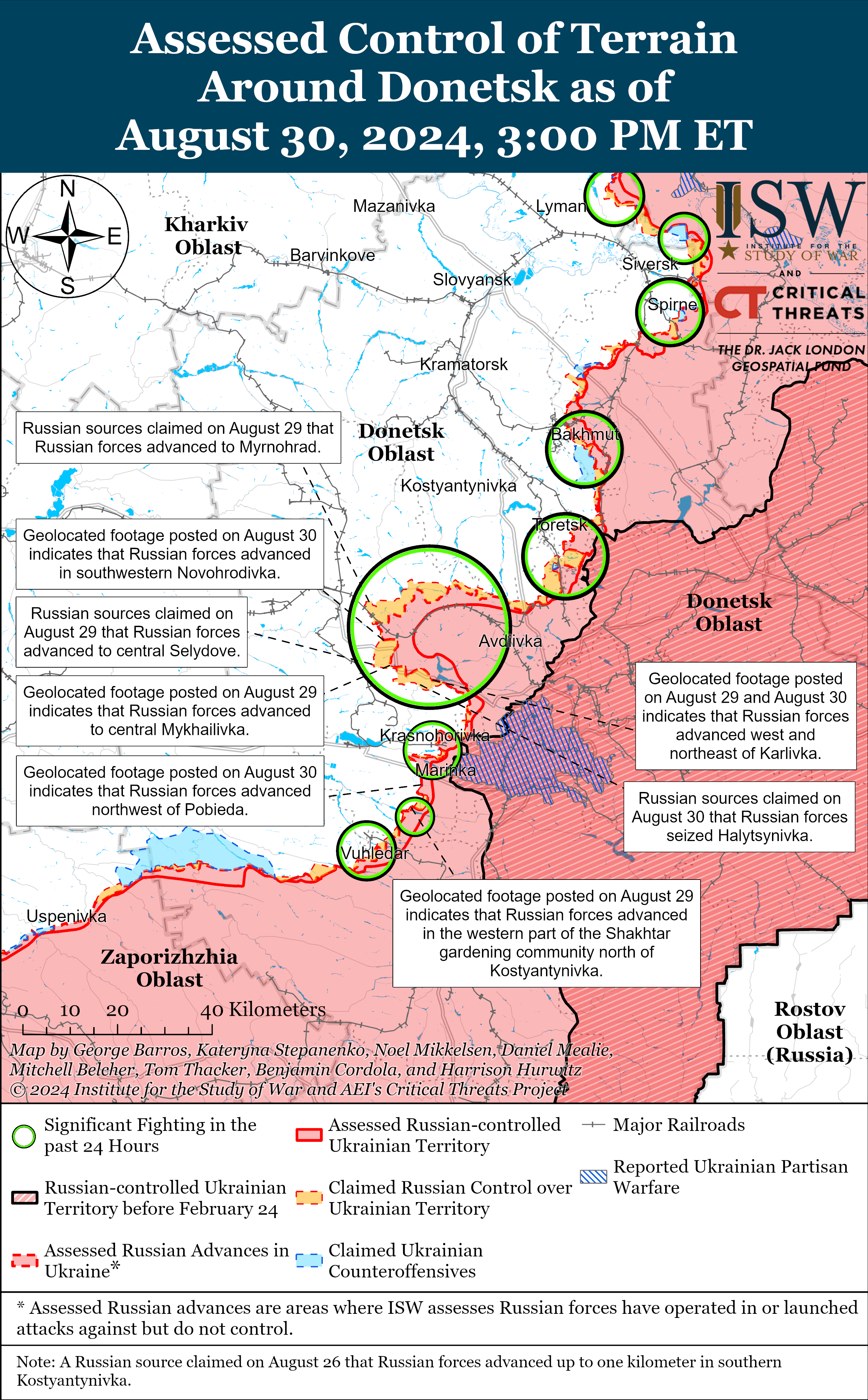 Росіяни просунулися на Куп’янському, Покровському і Донецькому напрямках: карти ISW