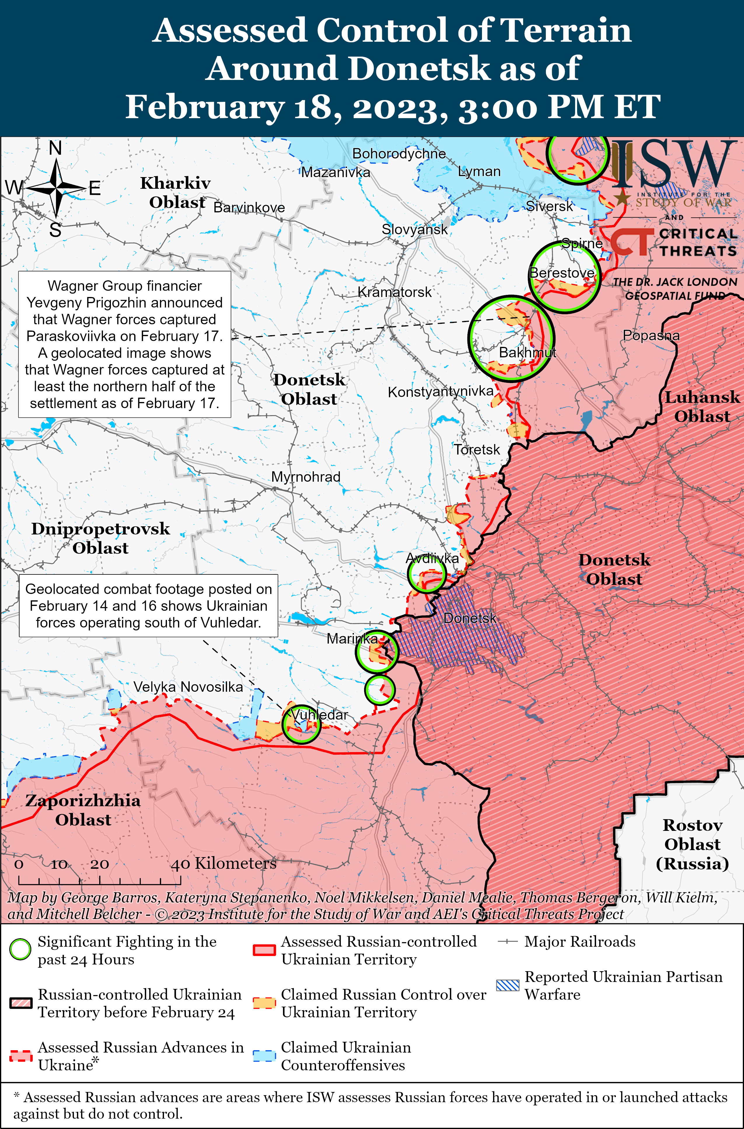 ВСУ контратакуют у Кременной, а враг продвинулся севернее Бахмута: карты боев ISW