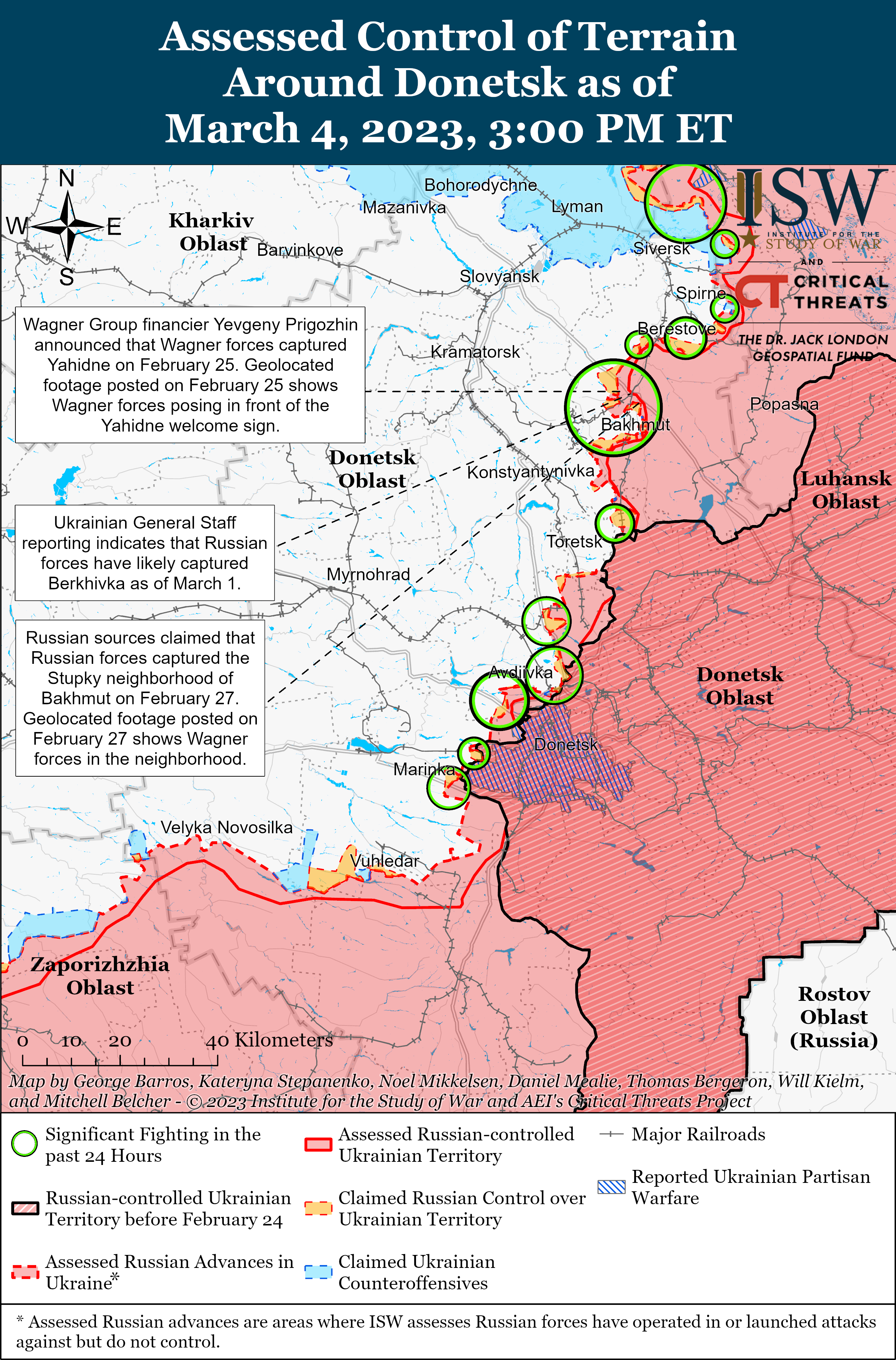 Безуспешное наступление России на линии Сватово-Кременная достигает кульминации: карты боев от ISW