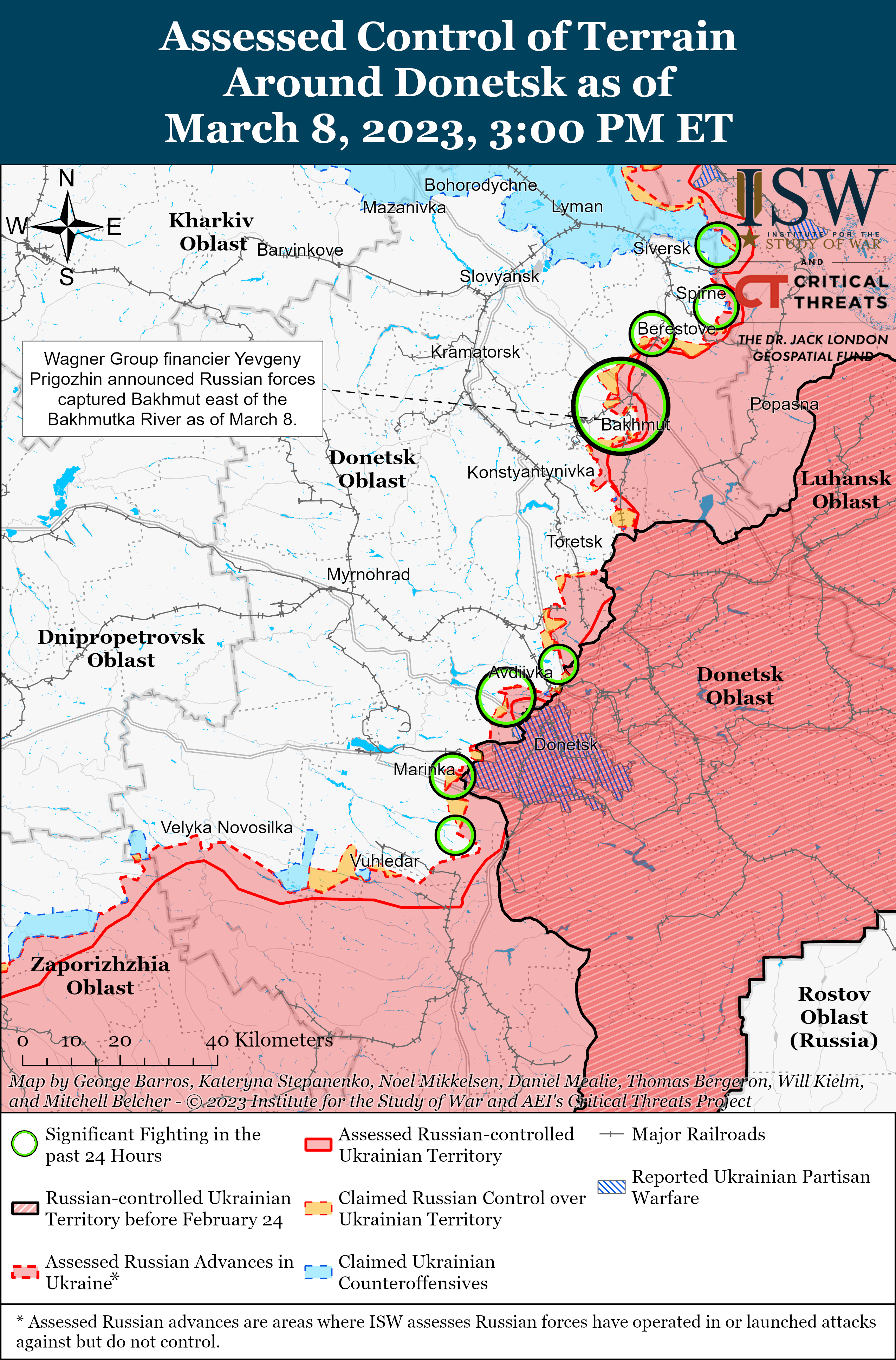 Россияне не смогли окружить Бахмут: карты боев от ISW