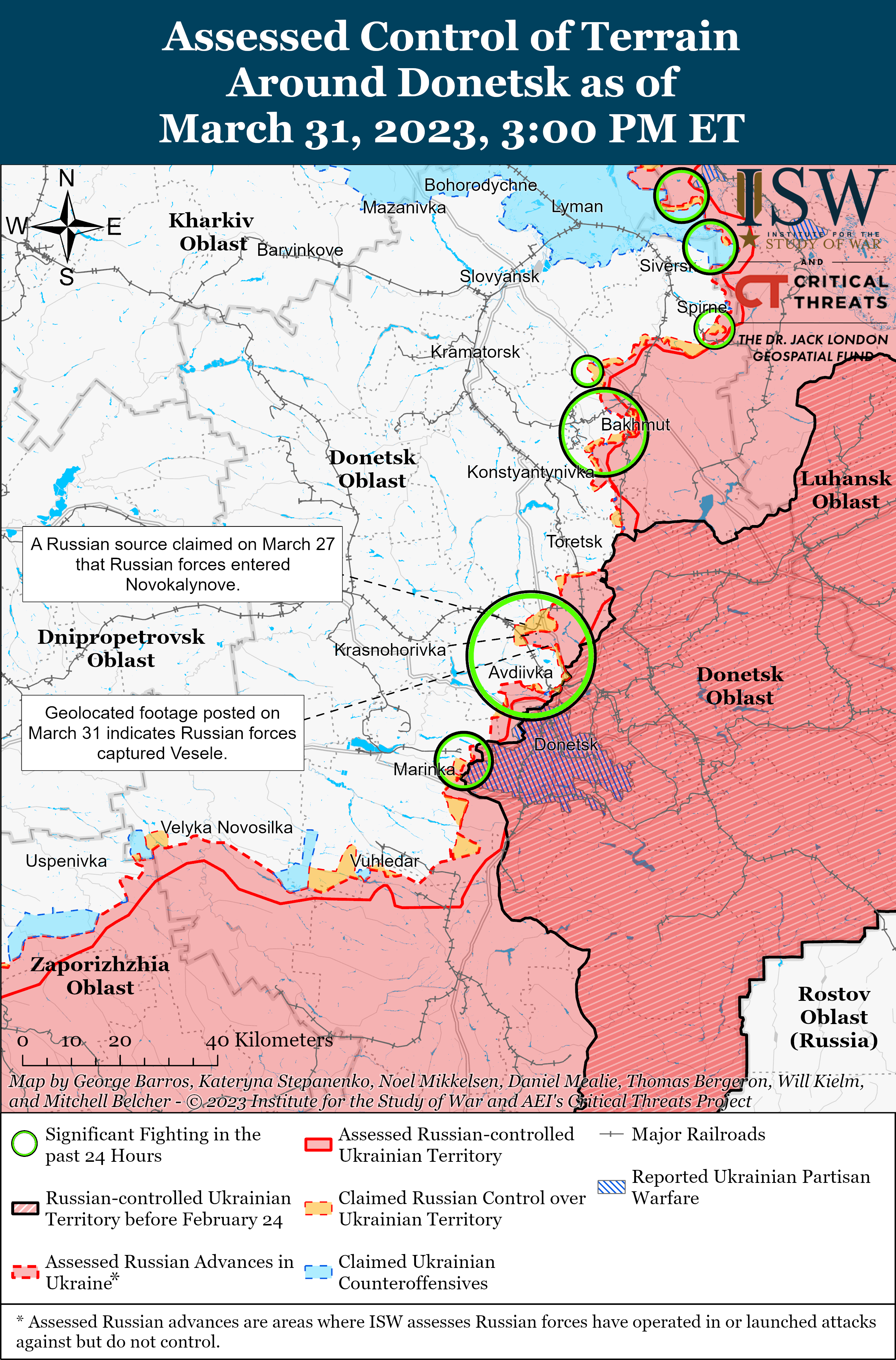 ВСУ возобновили позиции вокруг Бахмута: карты боев ISW