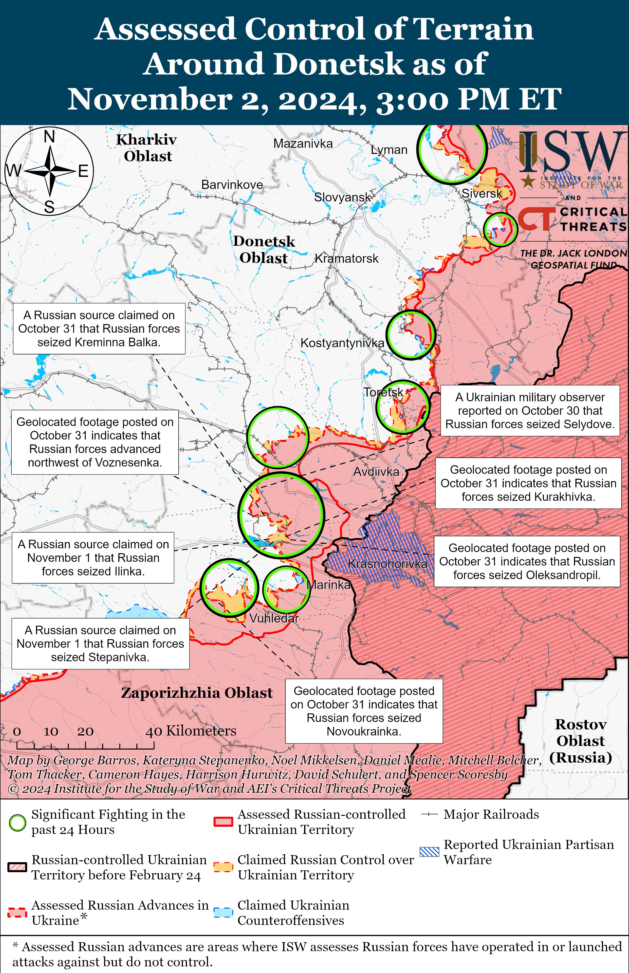 В Україні росіяни просунулися лише на одному напрямку: карти ISW