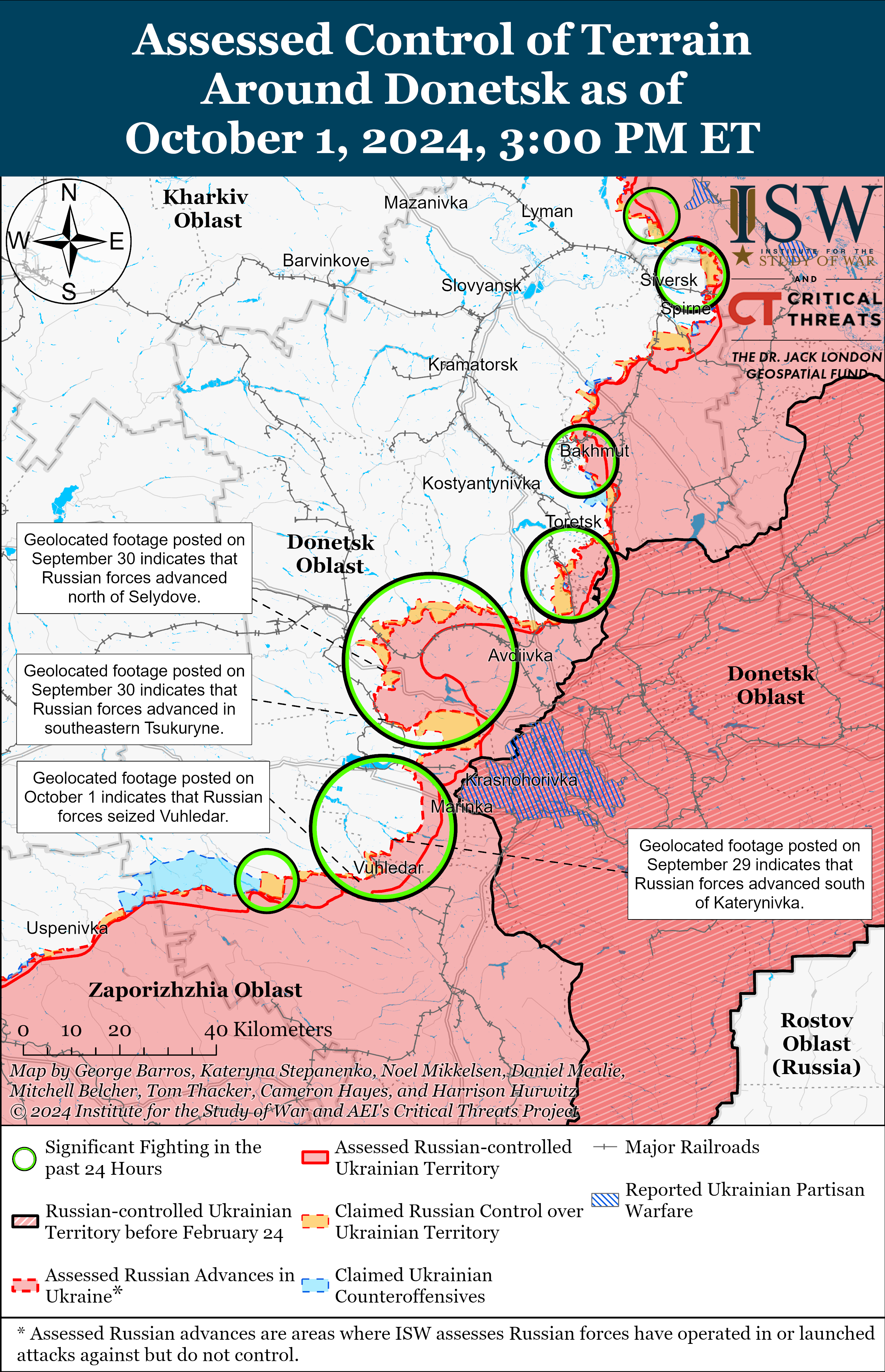 Россияне продвинулись под Покровском и несущественно - еще на трех направлениях: карты ISW