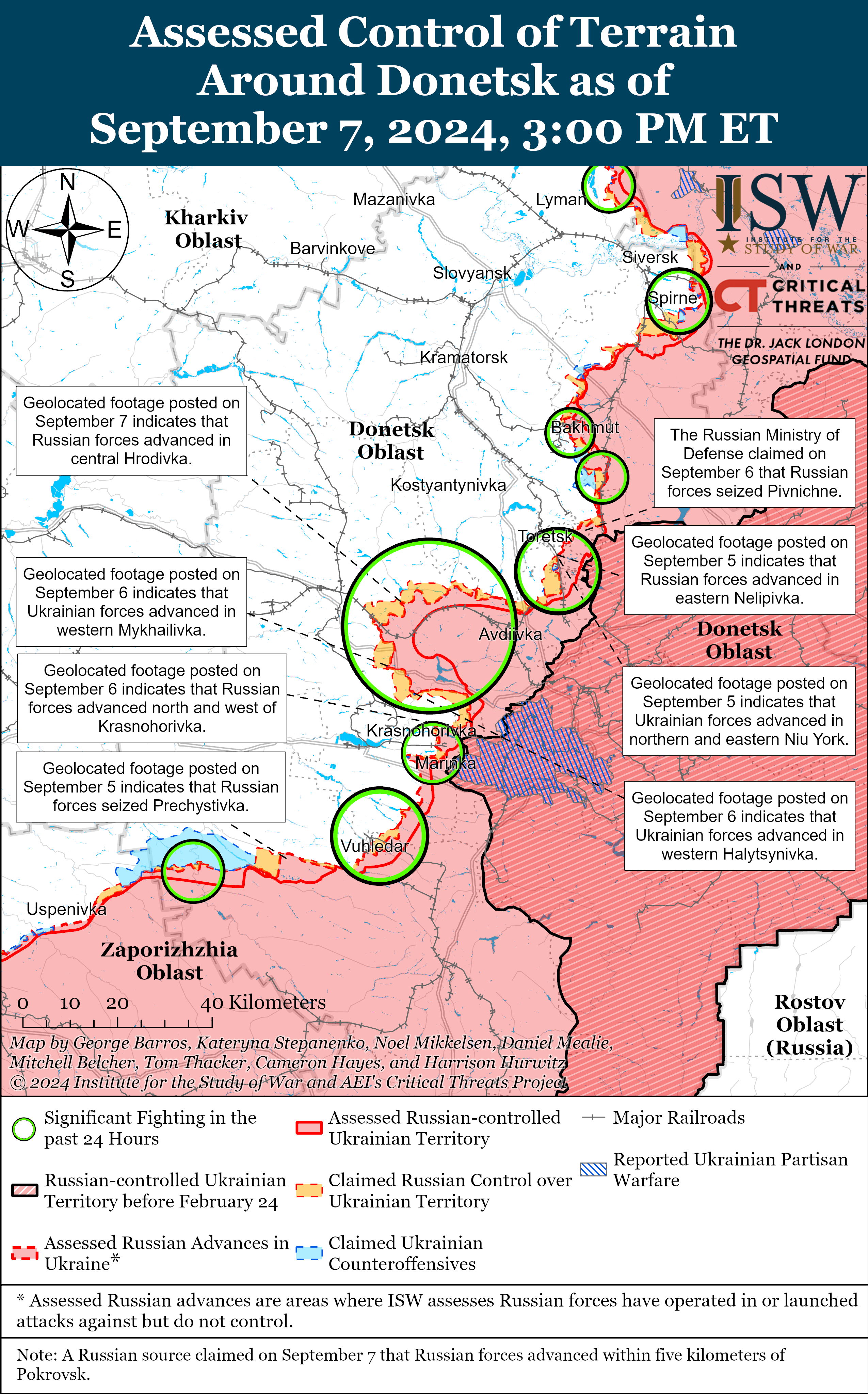 Росіяни захопили Синьківку в Харківській області і просунулися ще на трьох напрямках: карти ISW